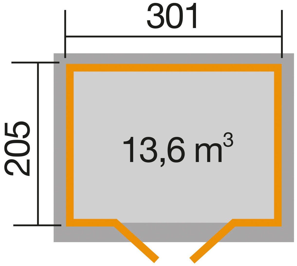 weka BxT: Gr.3, grau, 380x239 Gartenhaus 122 cm