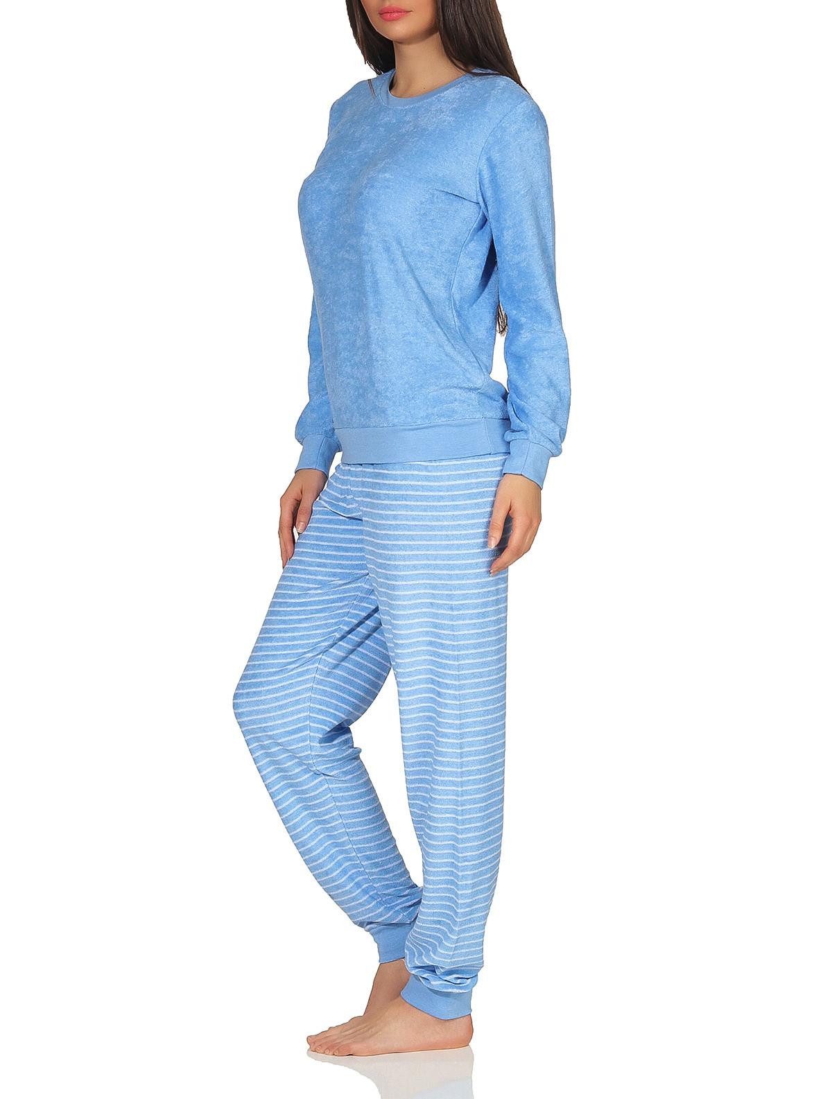 Normann Pyjama Damen Frottee Schlafanzug mit Bündchen und süsser Tier Applikation