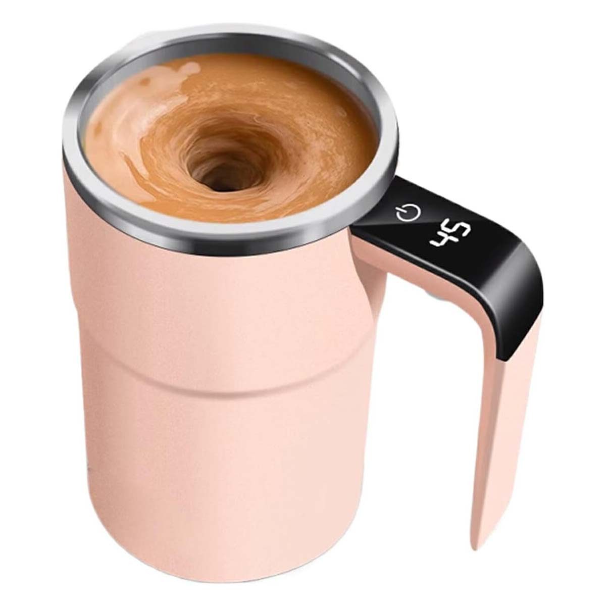 VIVIHEYDAY Tasse Selbstrührende Tasse 380ml mit Temperaturanzeige, Automatischer, Magnetischer Rührbecher aus Edelstahl, Elektrischer Kaffeebecher