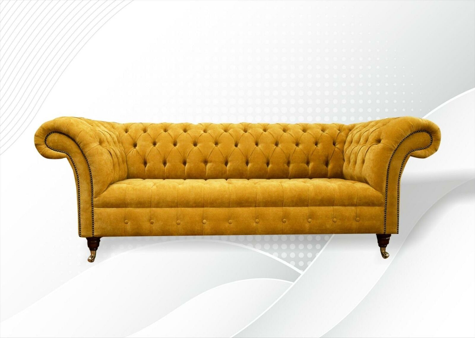 JVmoebel Chesterfield-Sofa Gelber luxus Dreisitzer Chesterfield Möbel 3-er Couch Neu, Made in Europe