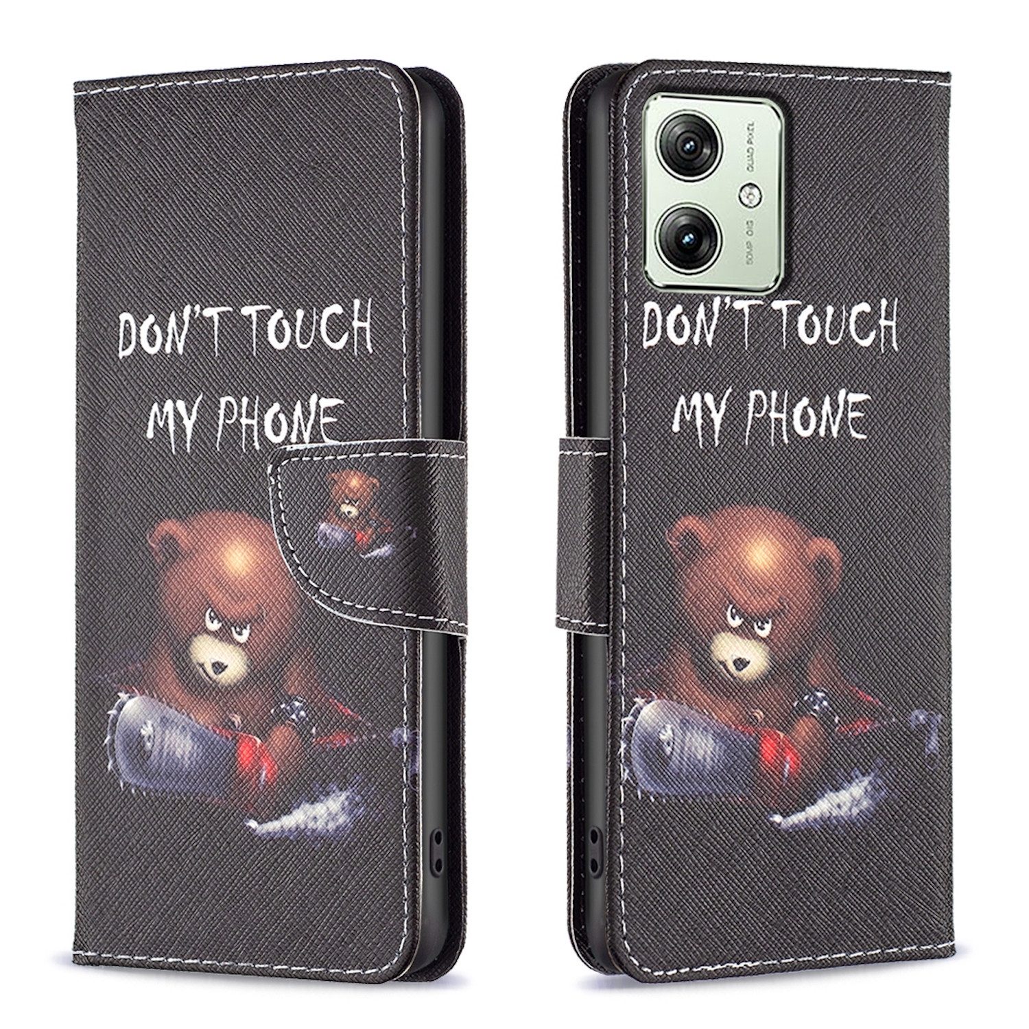 Wigento Handyhülle Für Motorola Moto G54 Kunstleder Handy Tasche Hülle Book Motiv 6 Case