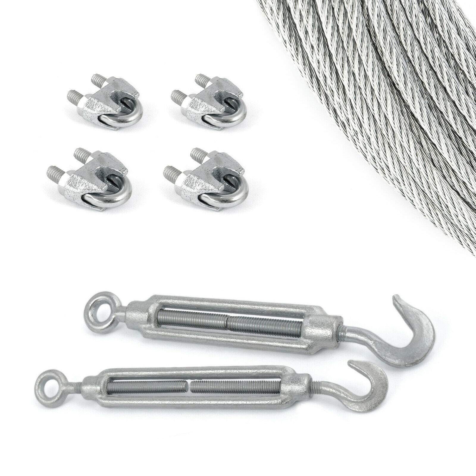 DQ-PP DQ-PP Stahlseil SET 50m, 5-8mm, 6x19, Klemmen, Kauschen, Schrauben Drahtseil
