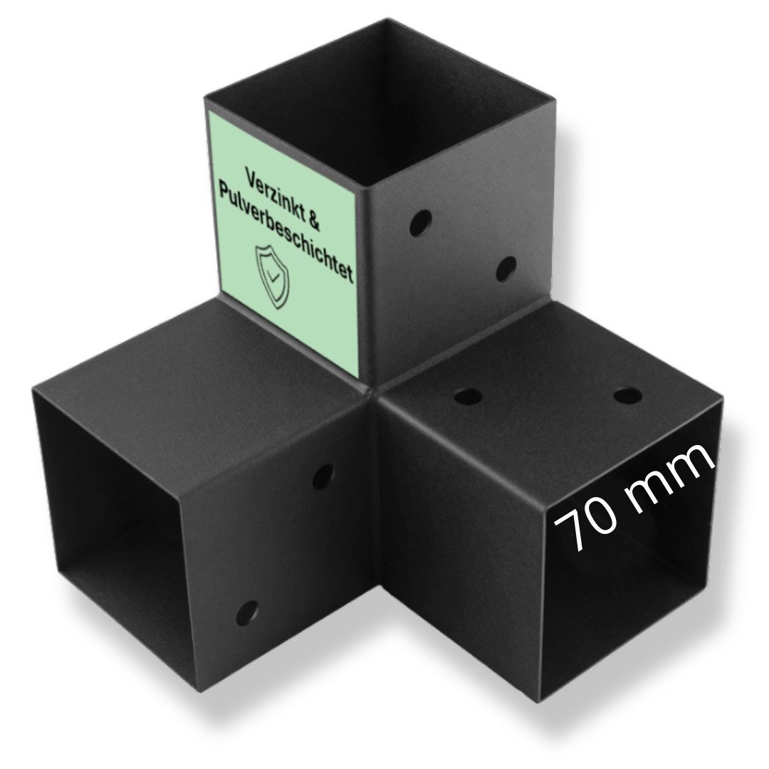 CLIP`N`SHADE Pfostenbeschlag Pfostenbeschlag Pfostenverbinder für 70x70 mm Eckverbinder, Pulverbeschichtete 2mm starke Stahlkonstruktion