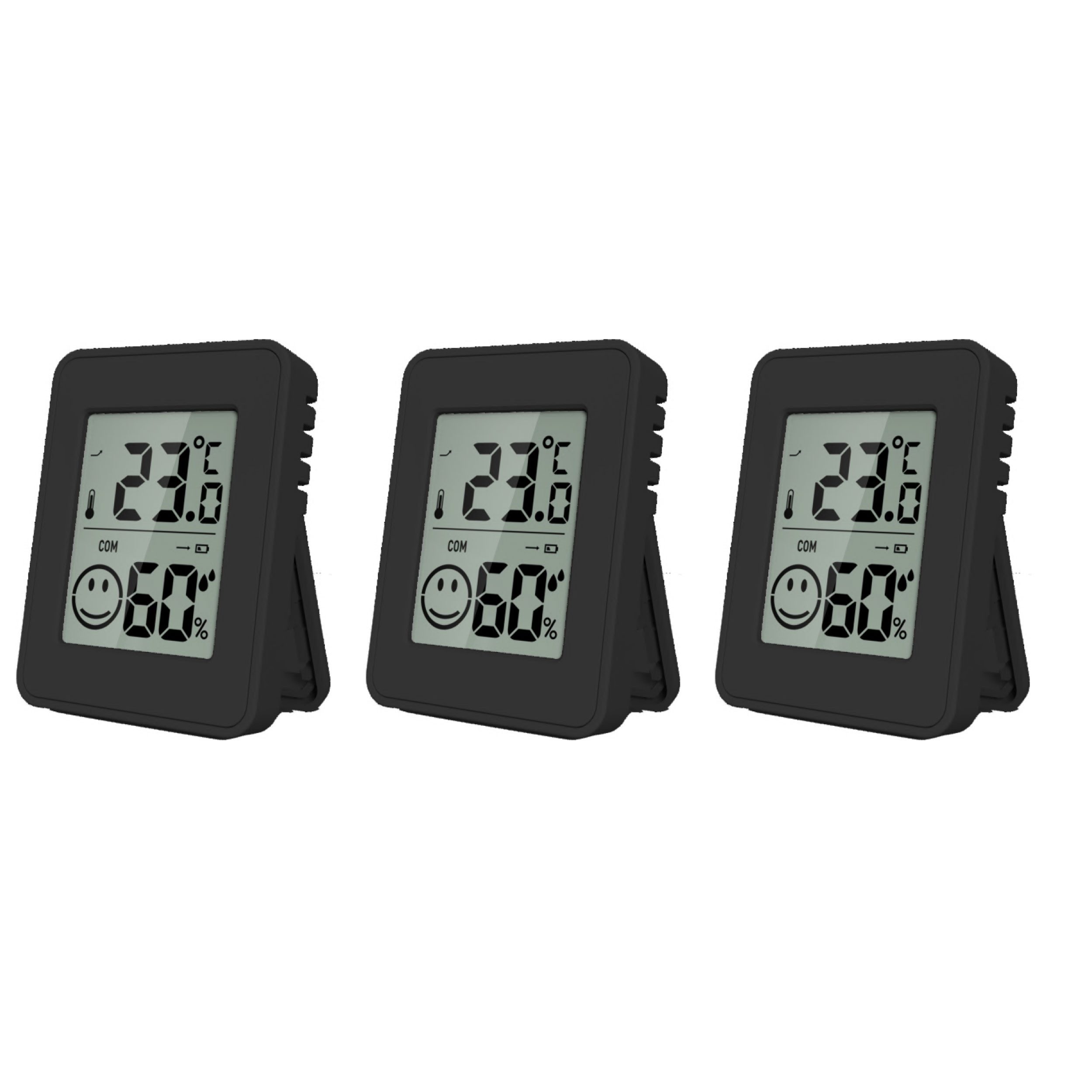 Miraval Klimamesser Thermo-/ Hygrometer 3-er Set, (Inklusive Akku), Hygrometer, Thermometer, Smiley Anzeige