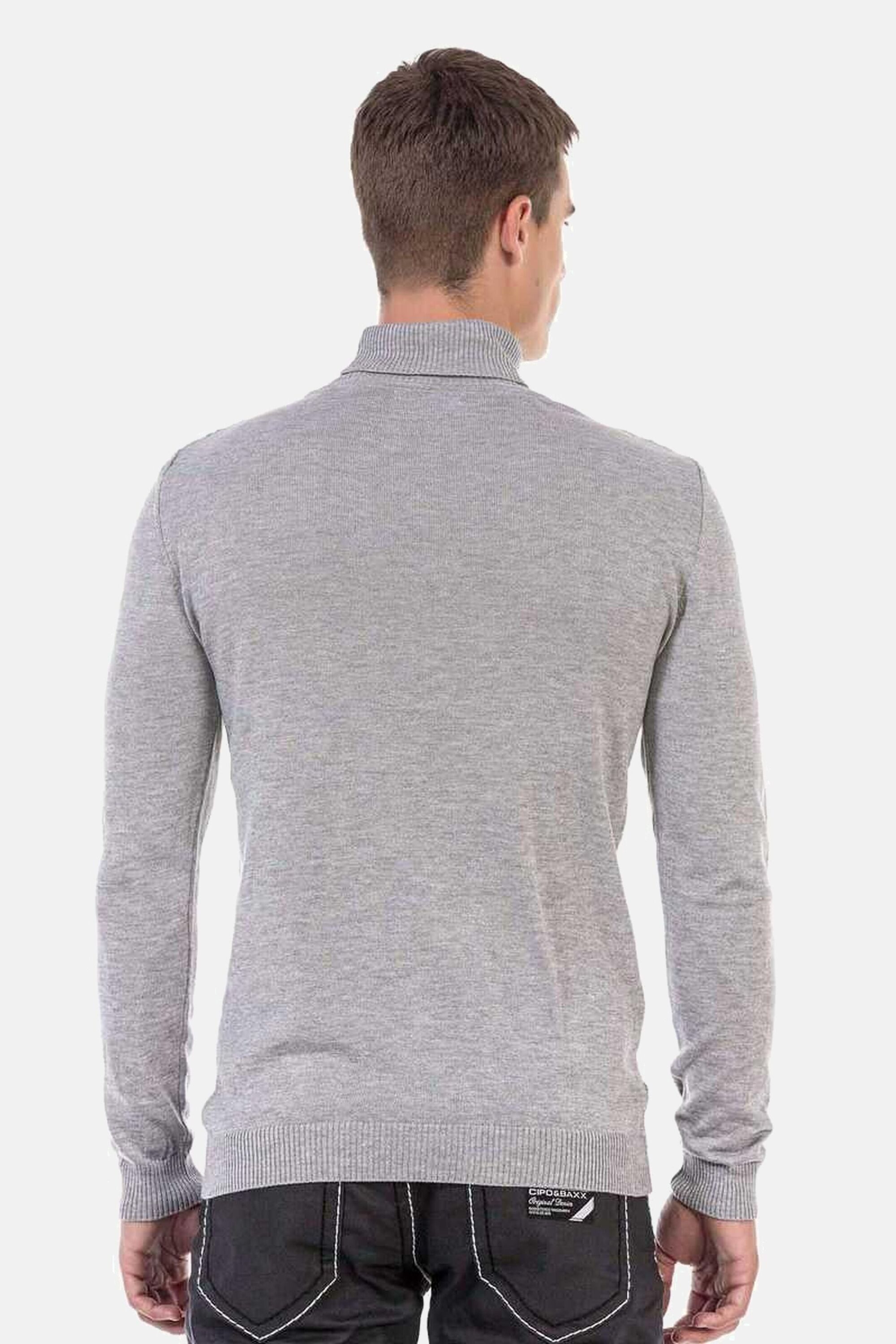 Cipo & Baxx Rollkragenpullover Pullover (1-tlg) mit kariertem Strickmuster, CP241
