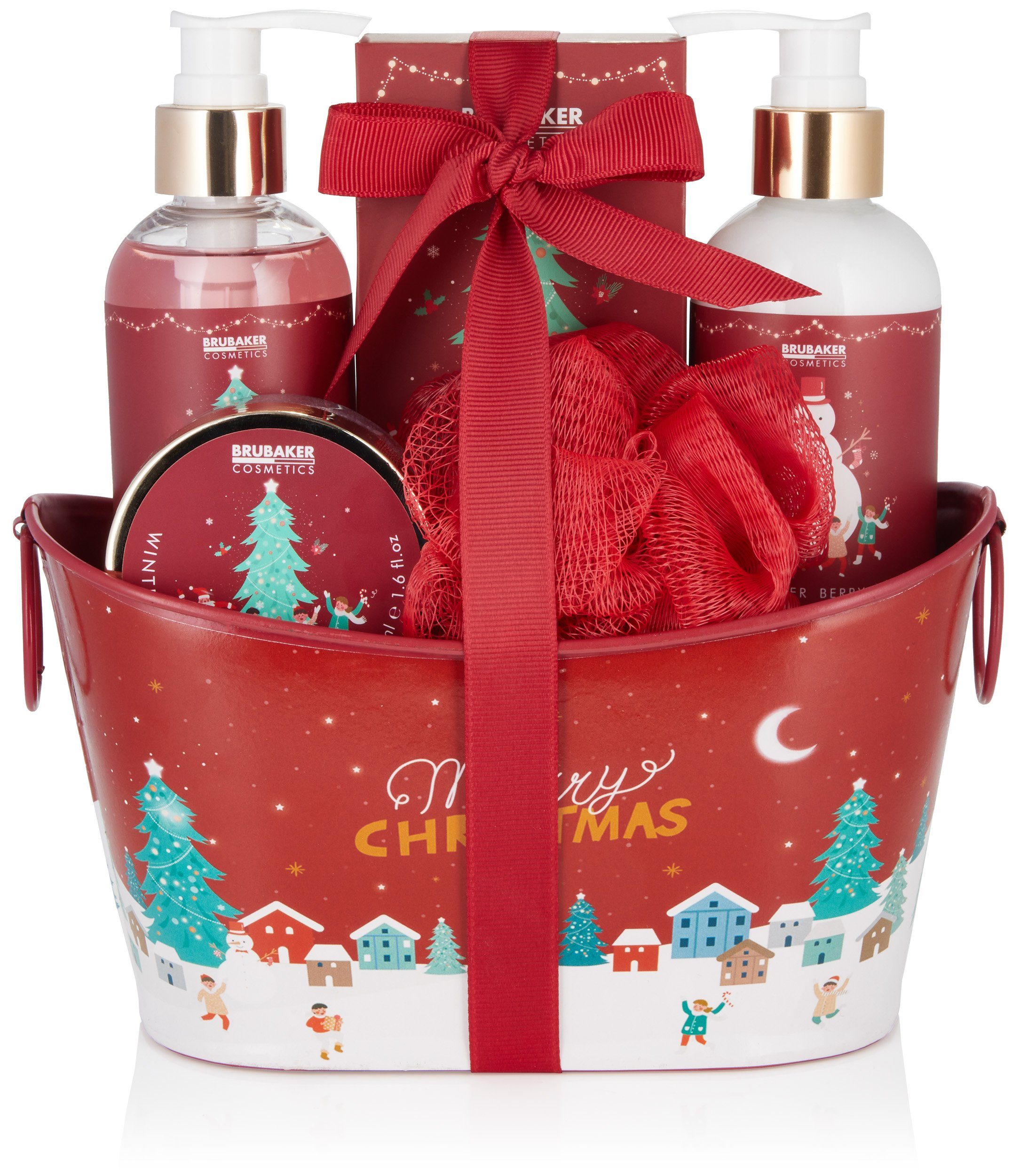 Pflege-Geschenkset Dusch- und Badeset mit Winter Beeren Duft, Damen Wellness Set Rot