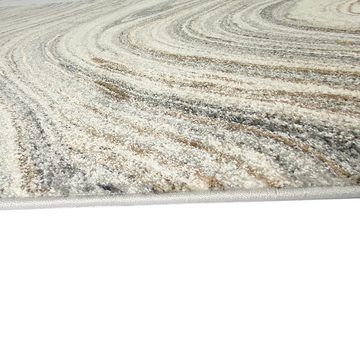 Teppich Moderner Designerteppich Wohnzimmer • flüssiger Marmor beige grau, Teppich-Traum, rechteckig, Höhe: 13 mm, Hell-dunkel Effekt glänzend je nach Licht, Für Allergiker geeignet