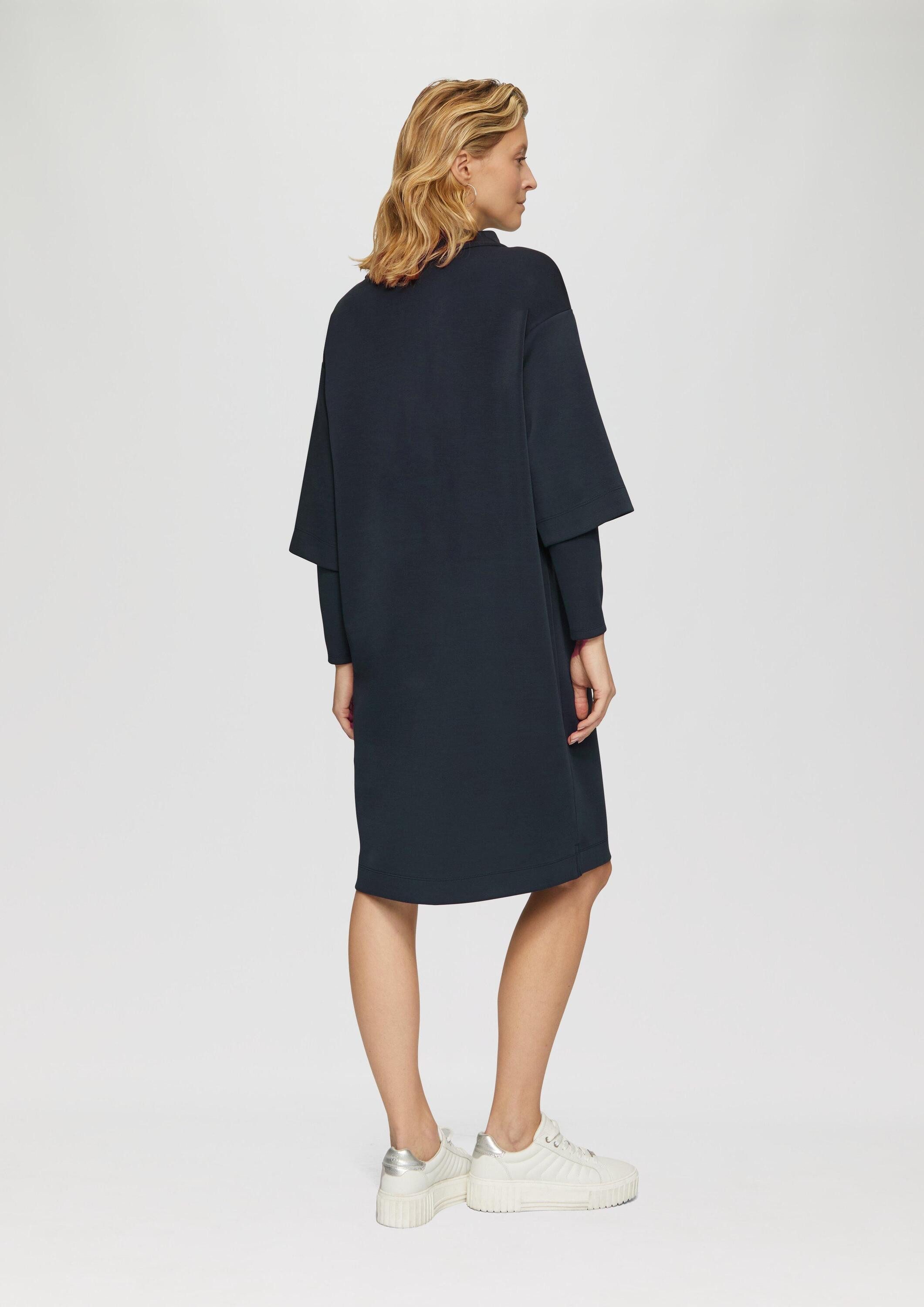 s.Oliver Minikleid Kleid Scuba-Kleid mit Layer Details und Stehkragen