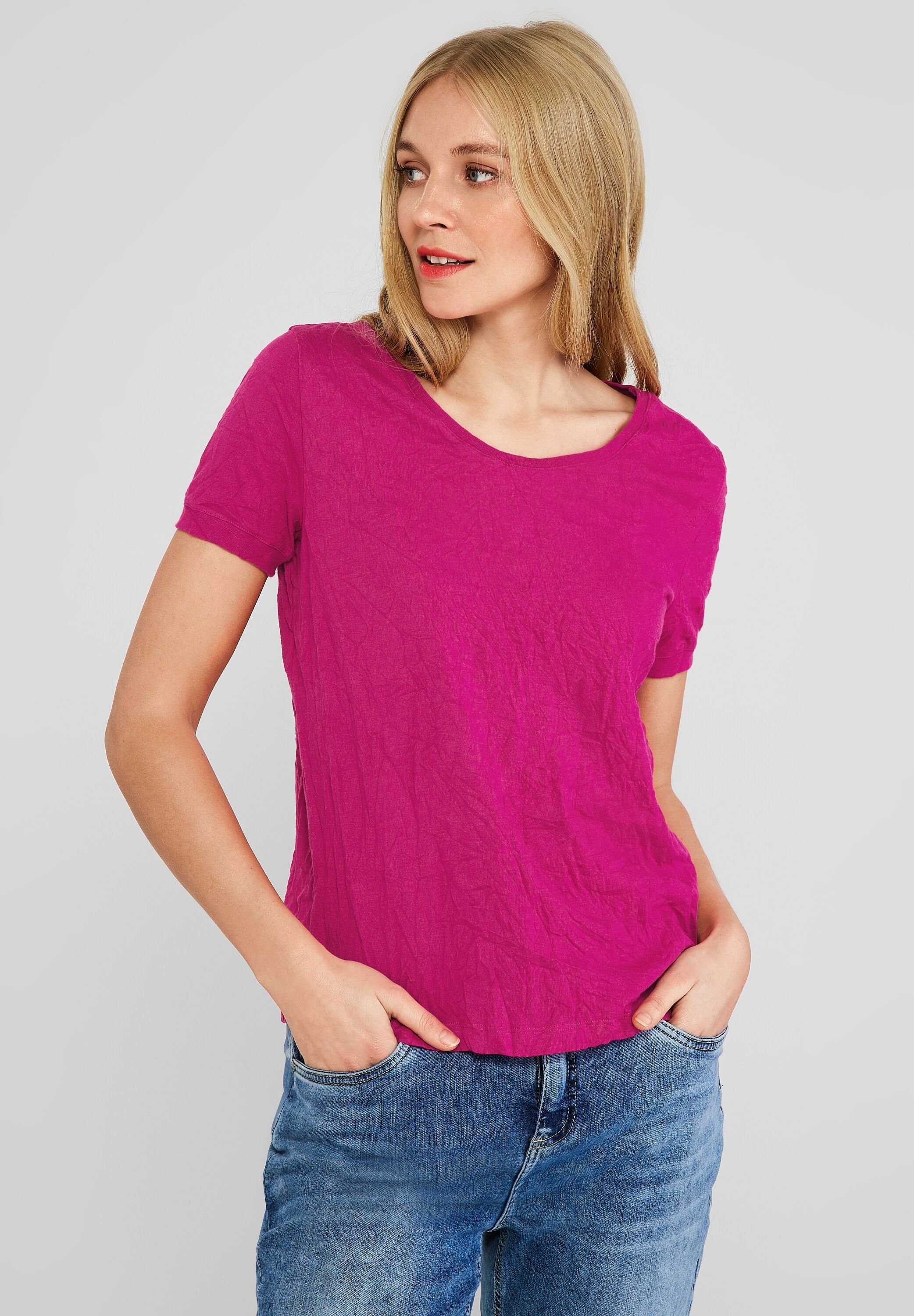 Materialmix pink T-Shirt ONE softem STREET aus nu