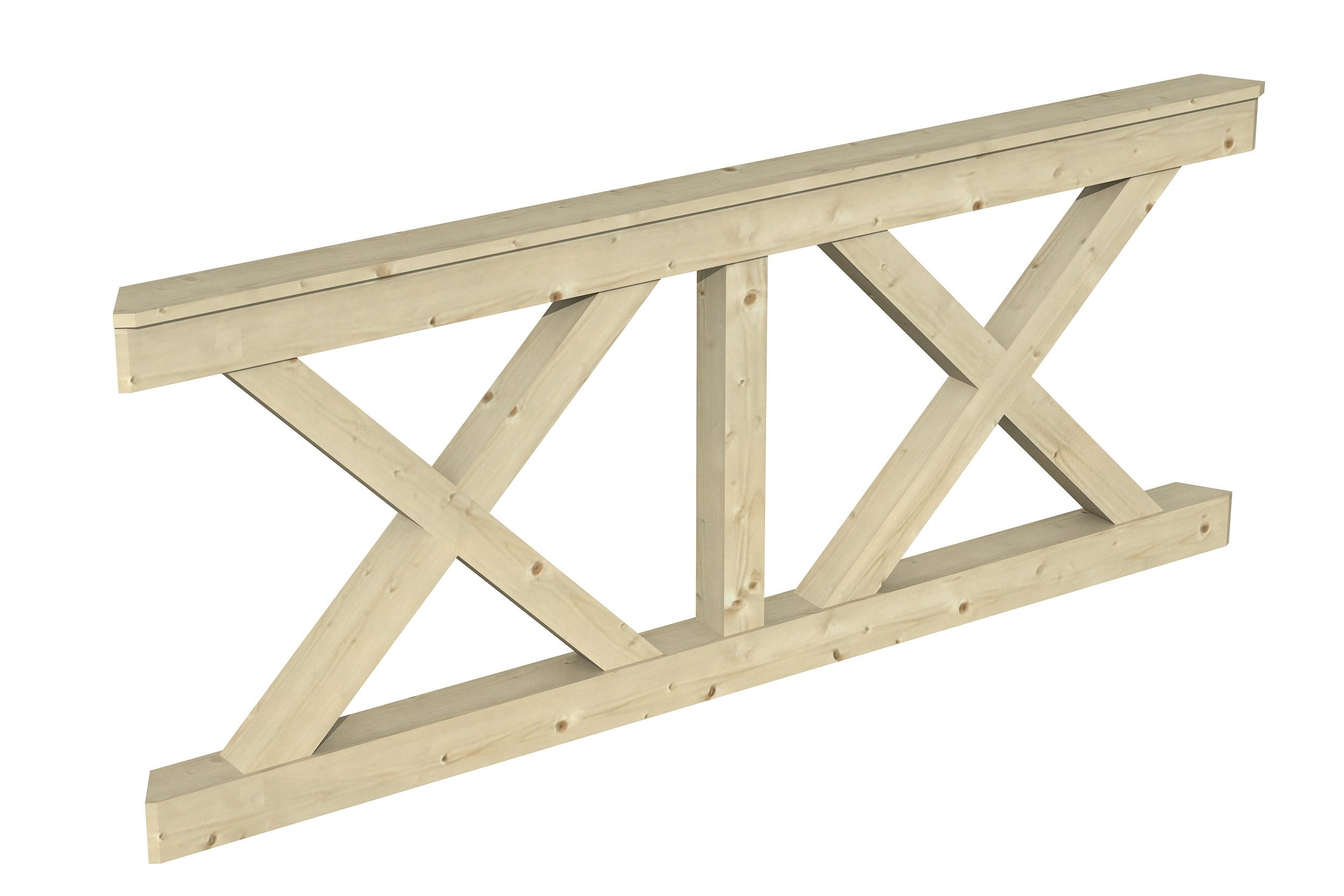 Skanholz Brüstungsgeländer Andreaskreuz, 210 cm Länge, 84 cm Höhe