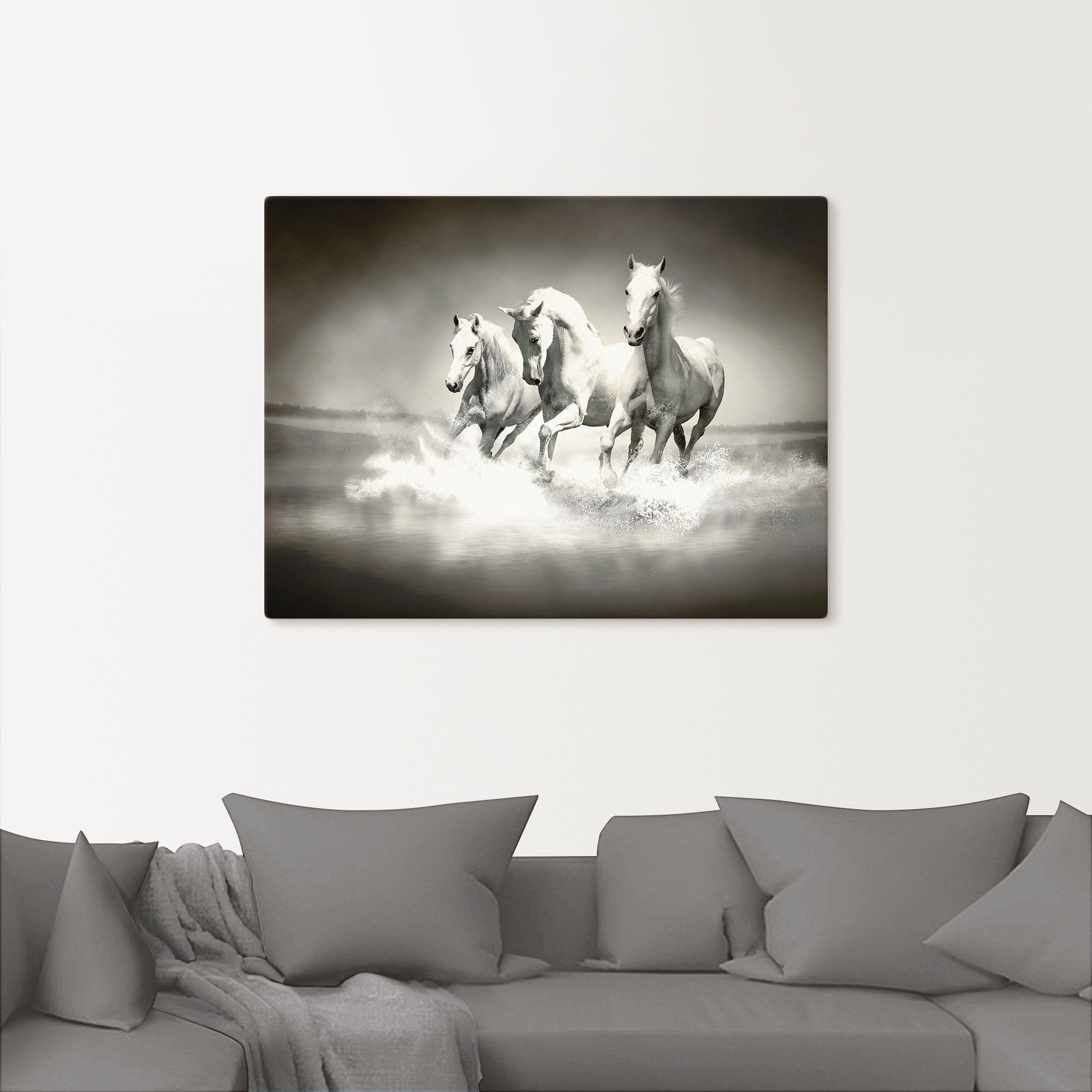 Poster Wandbild Herde Pferden, als Artland Größen Haustiere Wandaufkleber von versch. weißen Alubild, oder (1 Leinwandbild, in St),