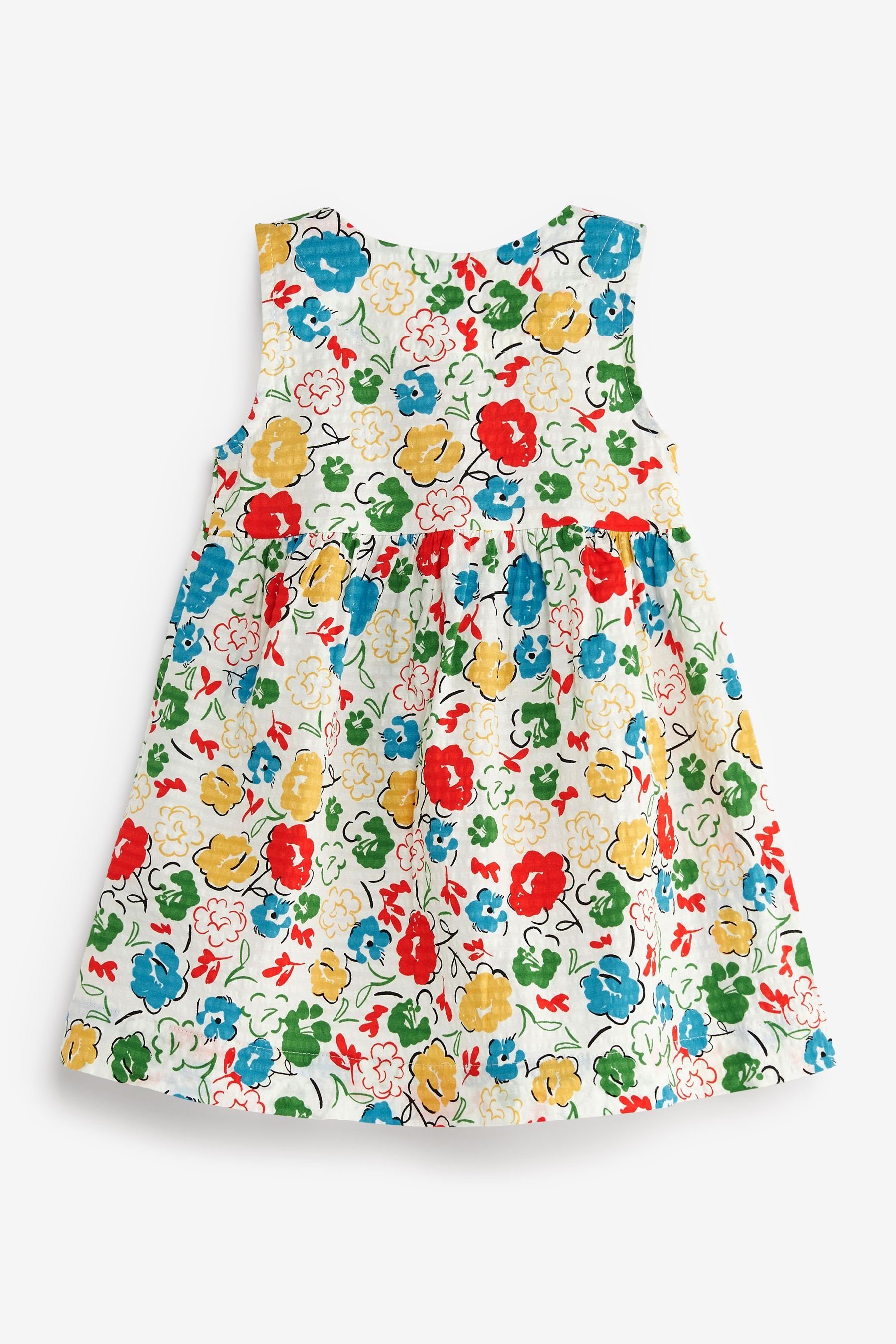 Next Sommerkleid (1-tlg) Floral Baumwollkleid Red/Blue Strukturiertes