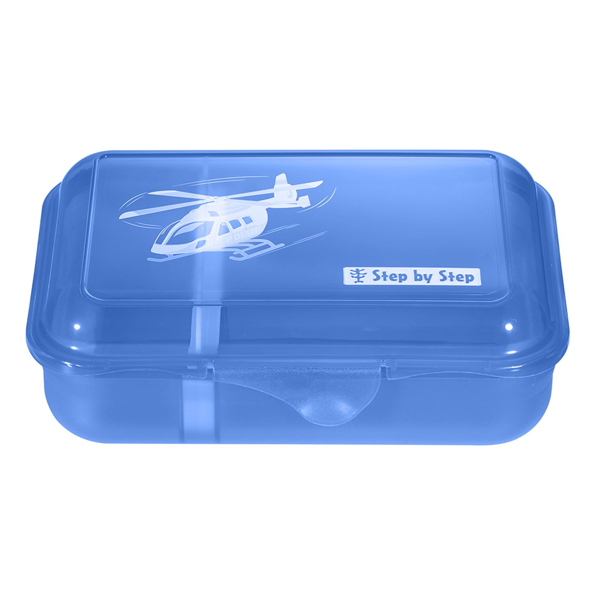 Step by Klickverschluss, Helicopter Sam, (1-tlg) Kunststoff, spülmaschinengeeignet, Lunchbox BPA-frei, Step mit Blau