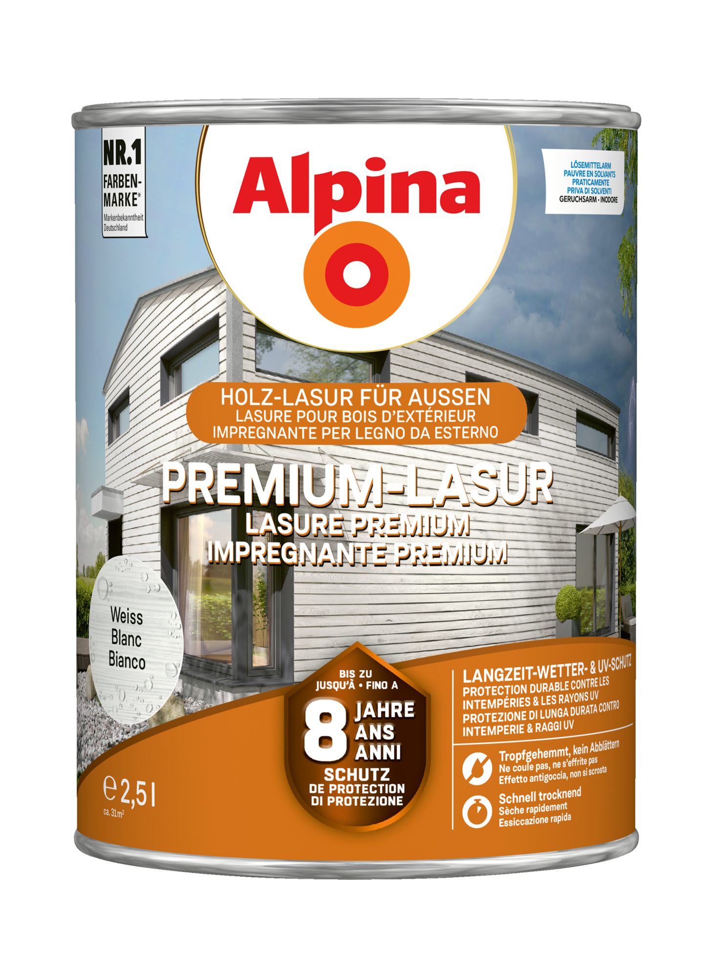 Alpina Lasur Premium-Lasur 2,5 Liter seidenmatt