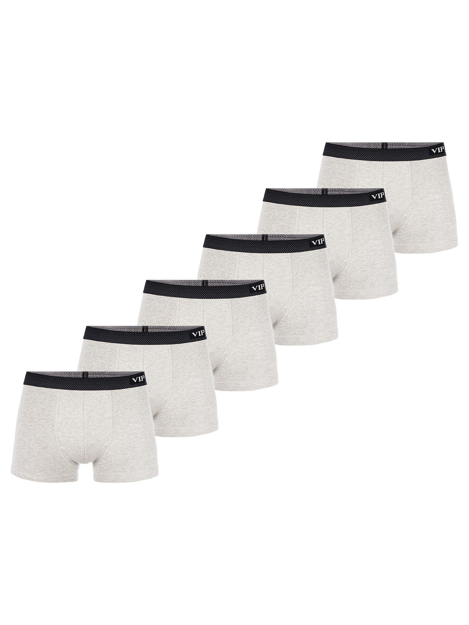 VIP Retro Boxer Premium Jersey Stretch - 6er Set - Boxershorts - Multipack - Uni (6-St) Unterwäsche Männer Herren Retroshorts Baumwoll-Mix Unterhosen 6-Pack