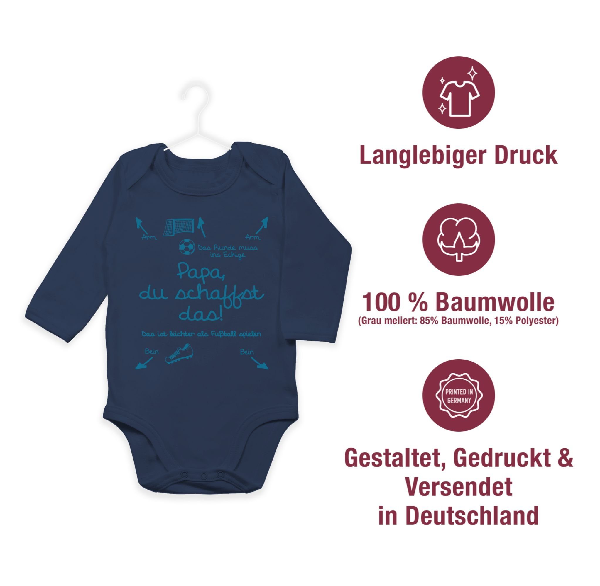 Papa schaffst Strampler Fußball Mädchen Baby Blau Shirtbody du Junge & Junge Navy Shirtracer 2 das