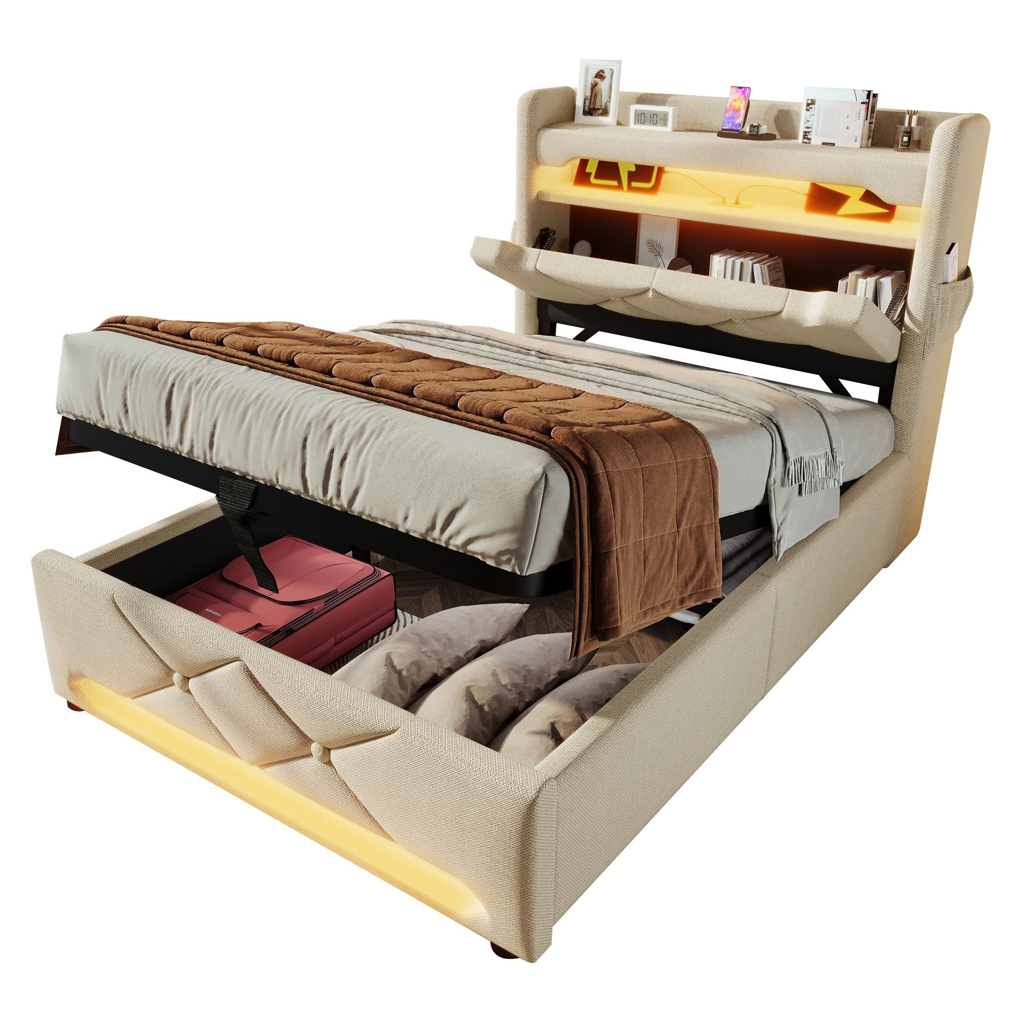 REDOM Polsterbett Modernes Bett mit Ladefunktion günstig online kaufen