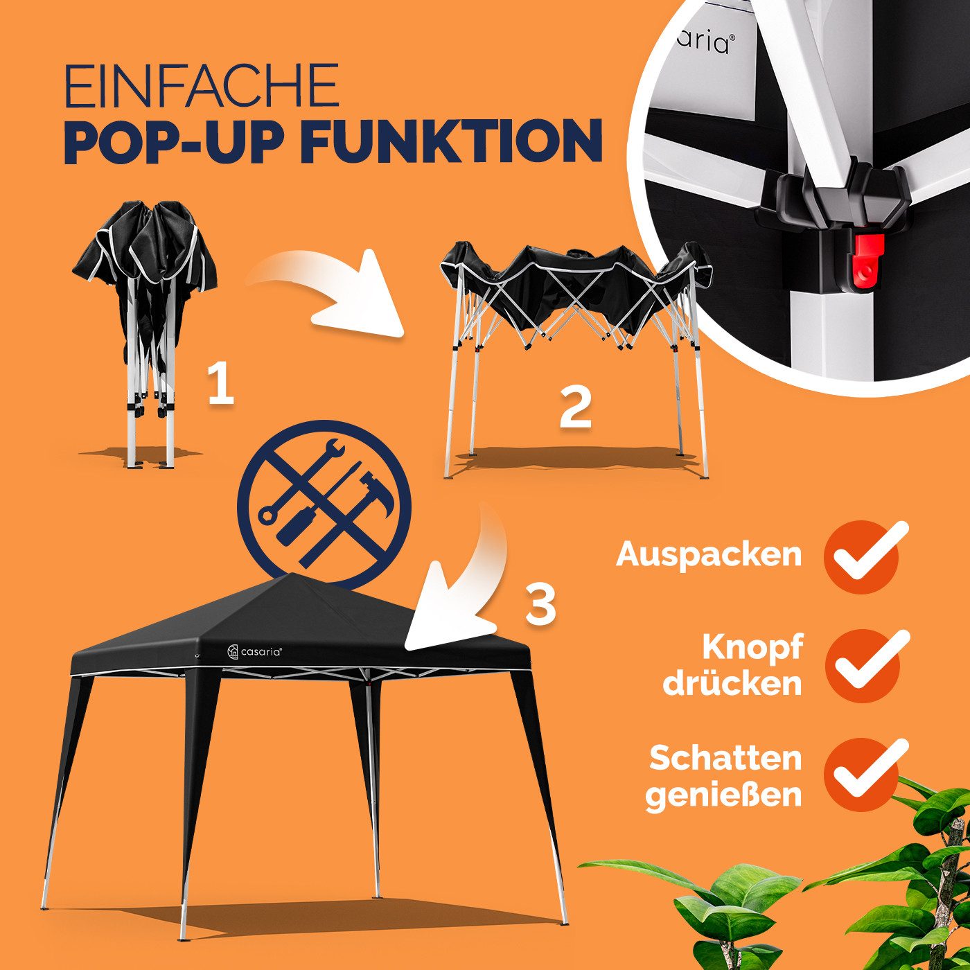 Casaria Pavillon, Pop-Up 300x300 cm Witterungsbeständig günstig online kaufen