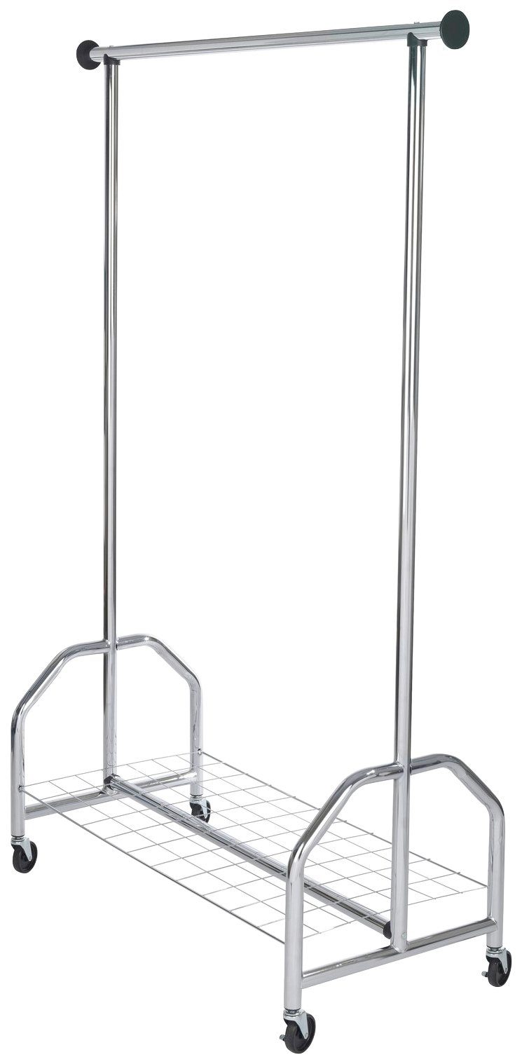 WENKO Garderobenständer Kleiderständer Profi verchromt, (1 St), mit großer Gitternetz-Schuhablage