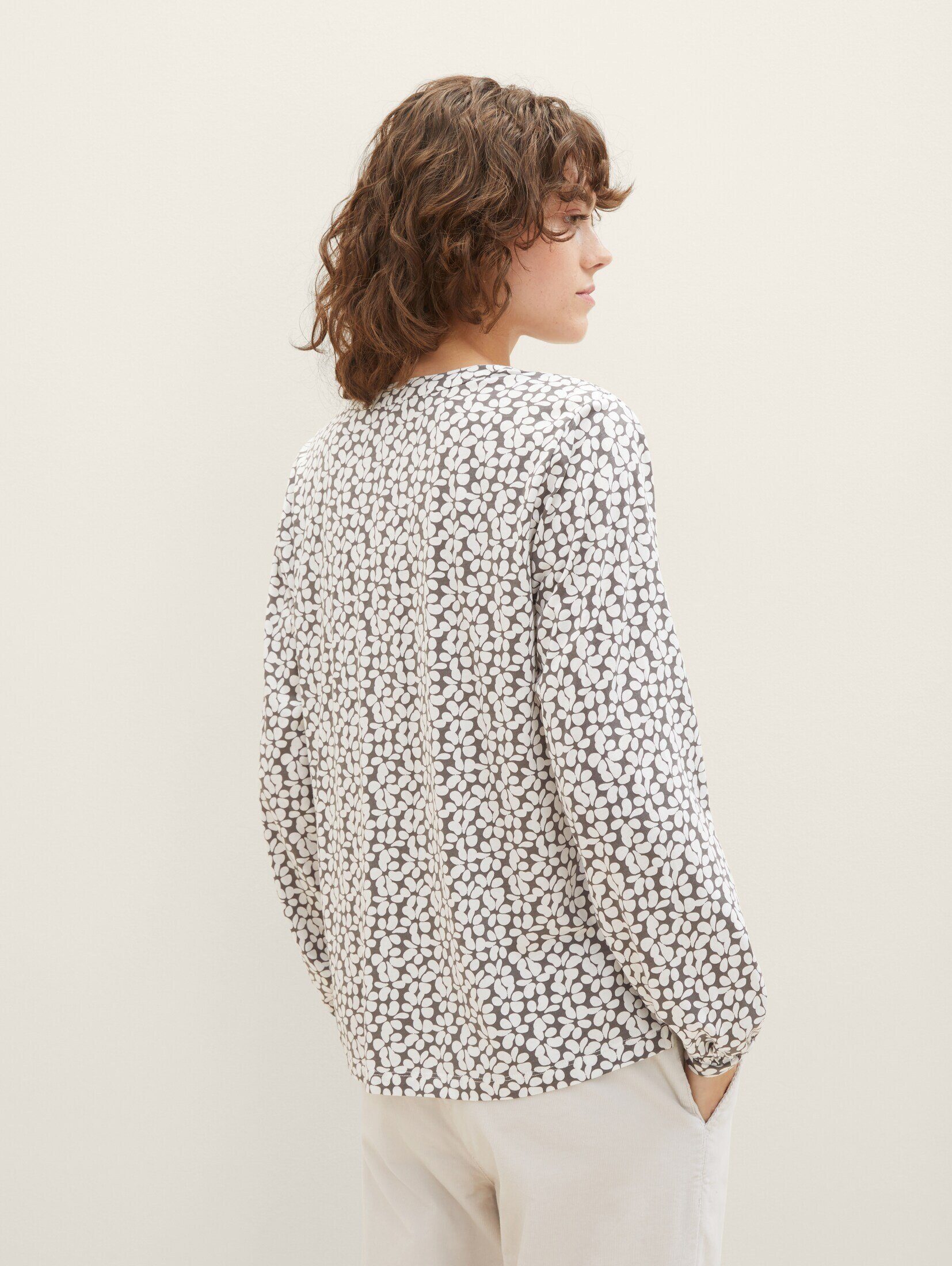TAILOR grey design T-Shirt Allover-Print Bluse mit TOM floral