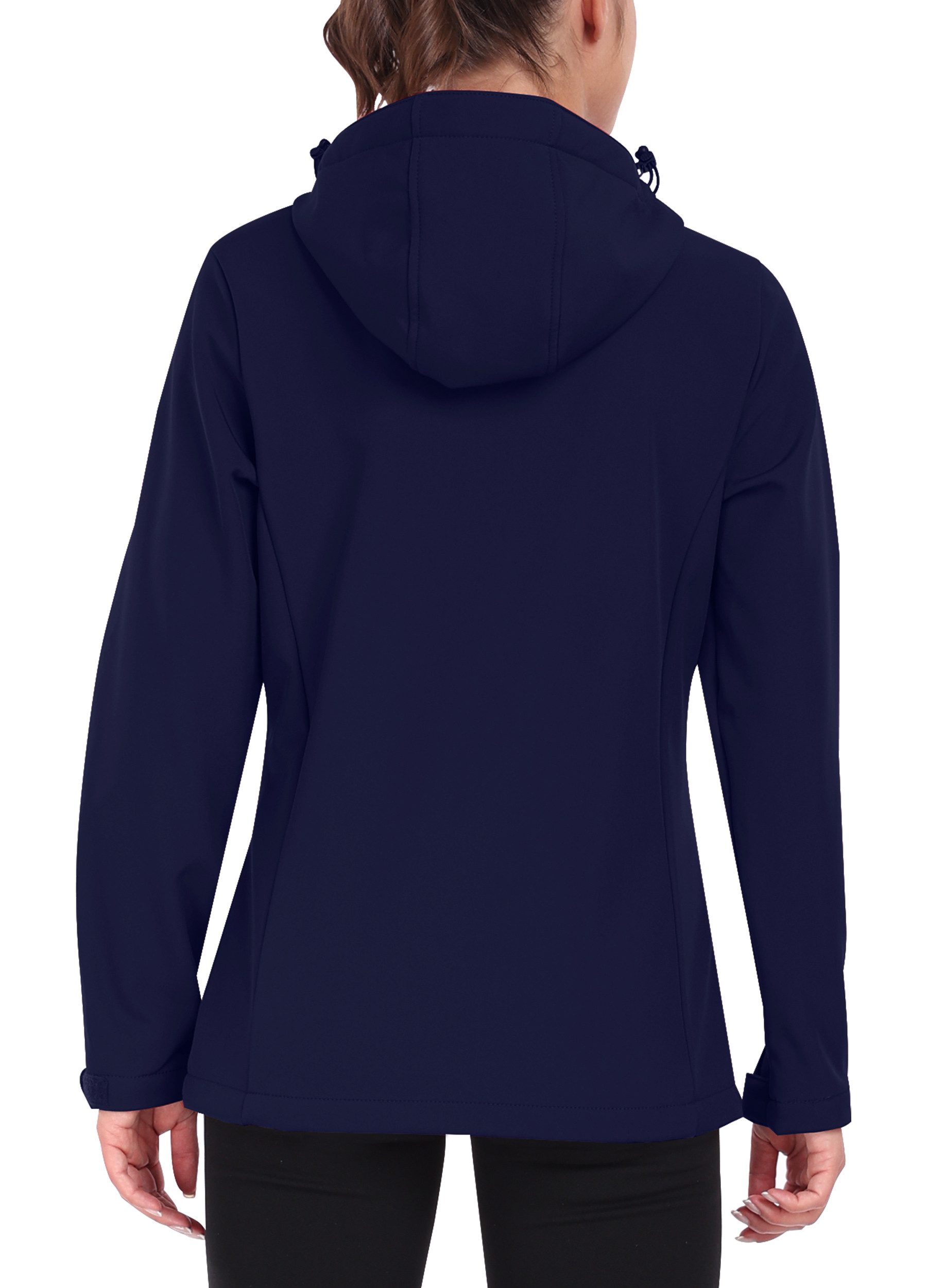 ATLASLAVA Softshelljacke Damen Wasserdichte Übergangsjacke Atmungsaktive Regenjacke Winddichte Jacke Gefüttert Kapuze für Outdoor Wandern – Bild 3 von 5