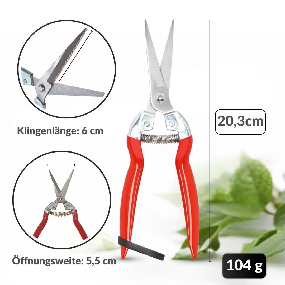Topanbieter999 Gartenschere mit Bypass-System, spitz zulaufende Klingen, rutschfester Griff, präzises Auslichten