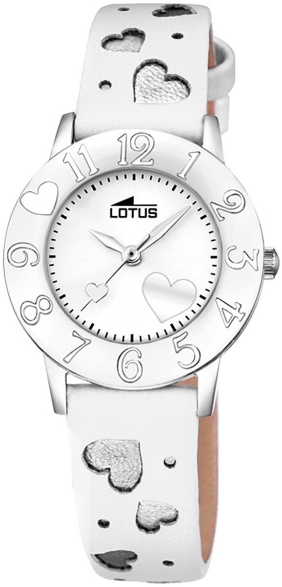 Lotus Quarzuhr Lotus Jugend Uhr Lederarmband Leder, Jugend (ca. L18271/1 Elegant Armbanduhr klein 28mm), rund, weiß
