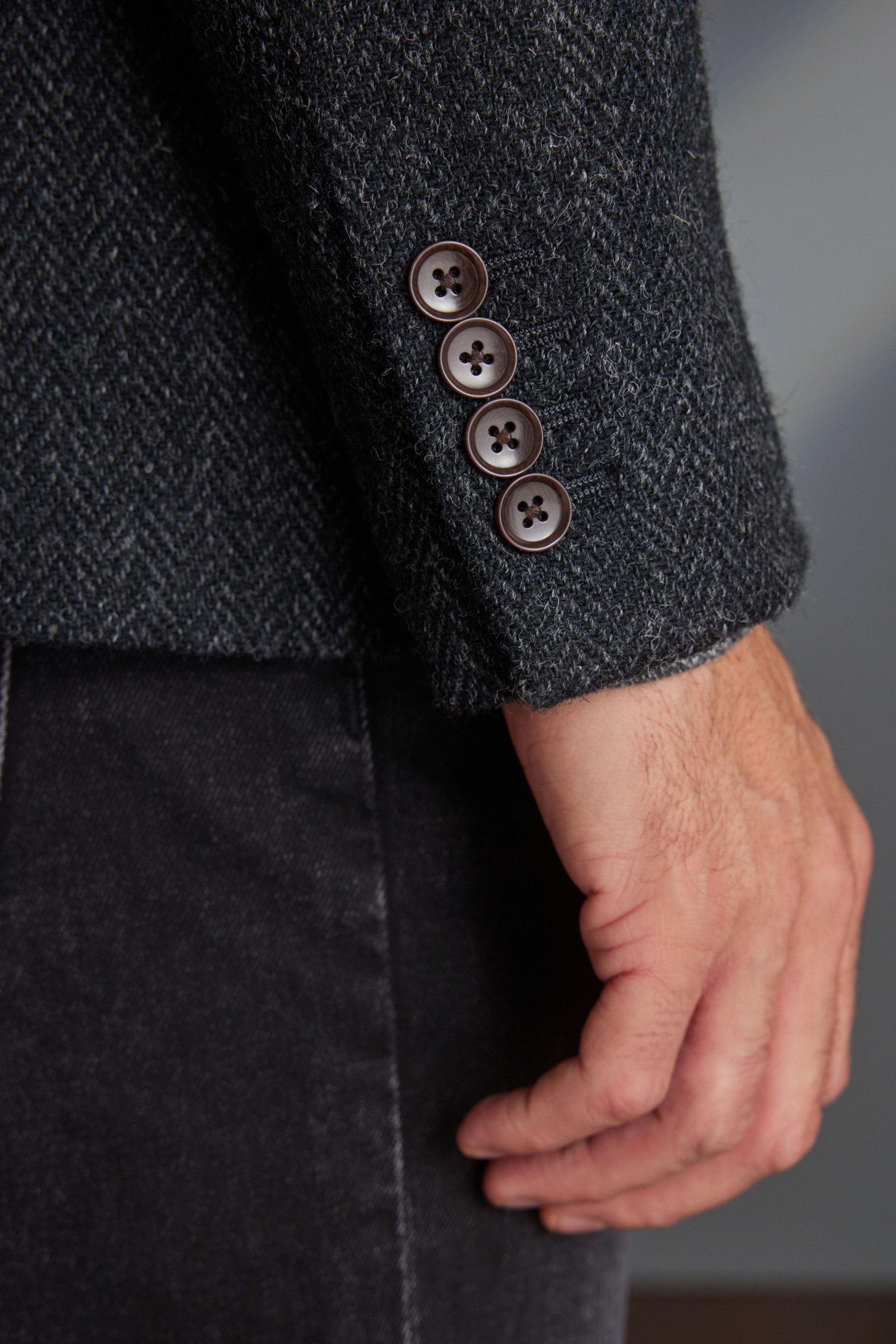 Next Sakko Blazer aus Harris-Tweed mit Fischgrätmuster (1-tlg)