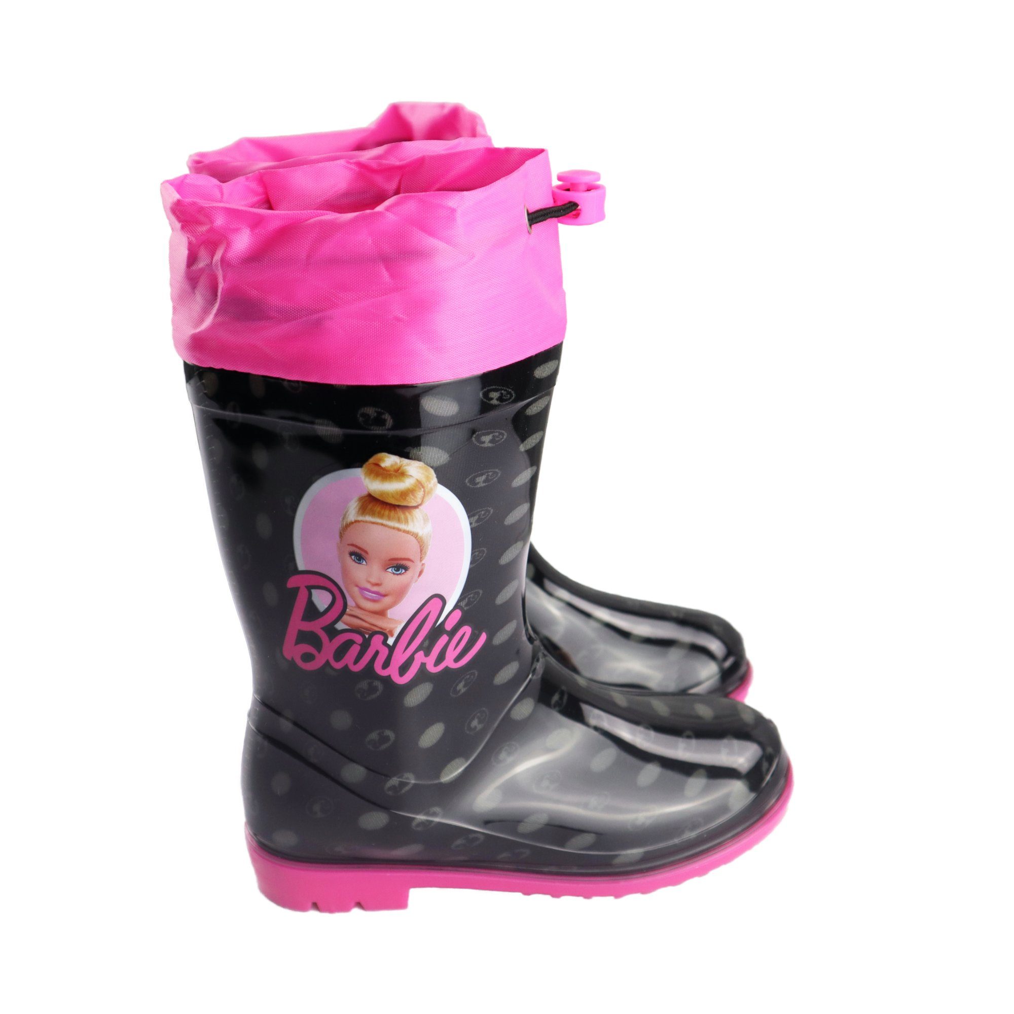Barbie Barbie Kinder Mädchen Stiefel Regenstiefel Gummistiefel 25-34 Schwarz Zugband