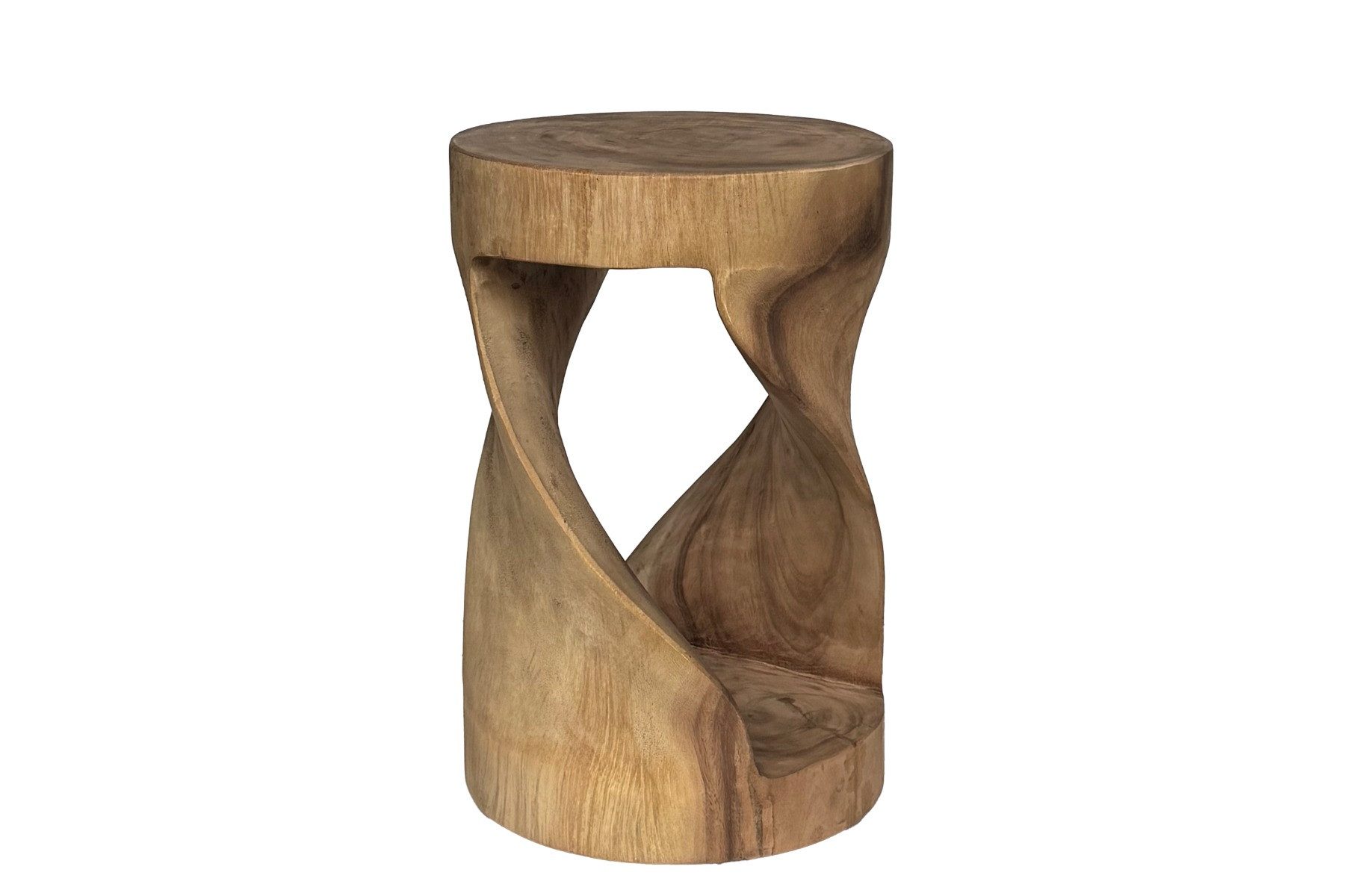 Livingfurn Sitzhocker Design Massivholz Sitzhocker Hocker aus Suar Holz Rund Natur Hartholz, Massiv Holz