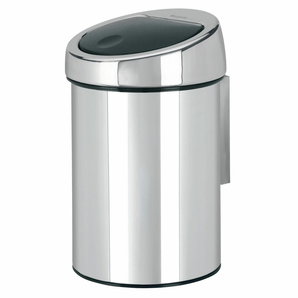 Brabantia Mülleimer Touch Bin + Wandhalterung Brilliant Steel 3 L
