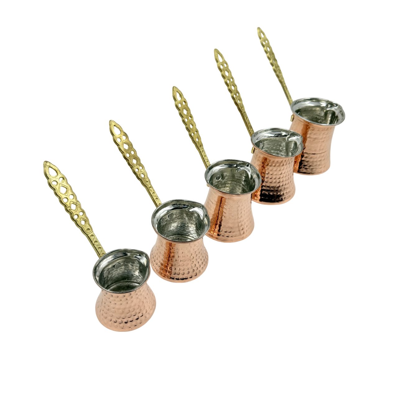 inovesis Kaffeekanne Handgemachte Kupfer, Cezve, Traditionelle Türkische Kaffeekanne, (Schnelle und gleichmäßige Wärmeleitung, Langer, hitzebeständiger und stabiler Griff, 1-St., Innen mit lebensmittelechtem Zinn beschichtet), Handgefertigt aus 100 % echtem Kupfer