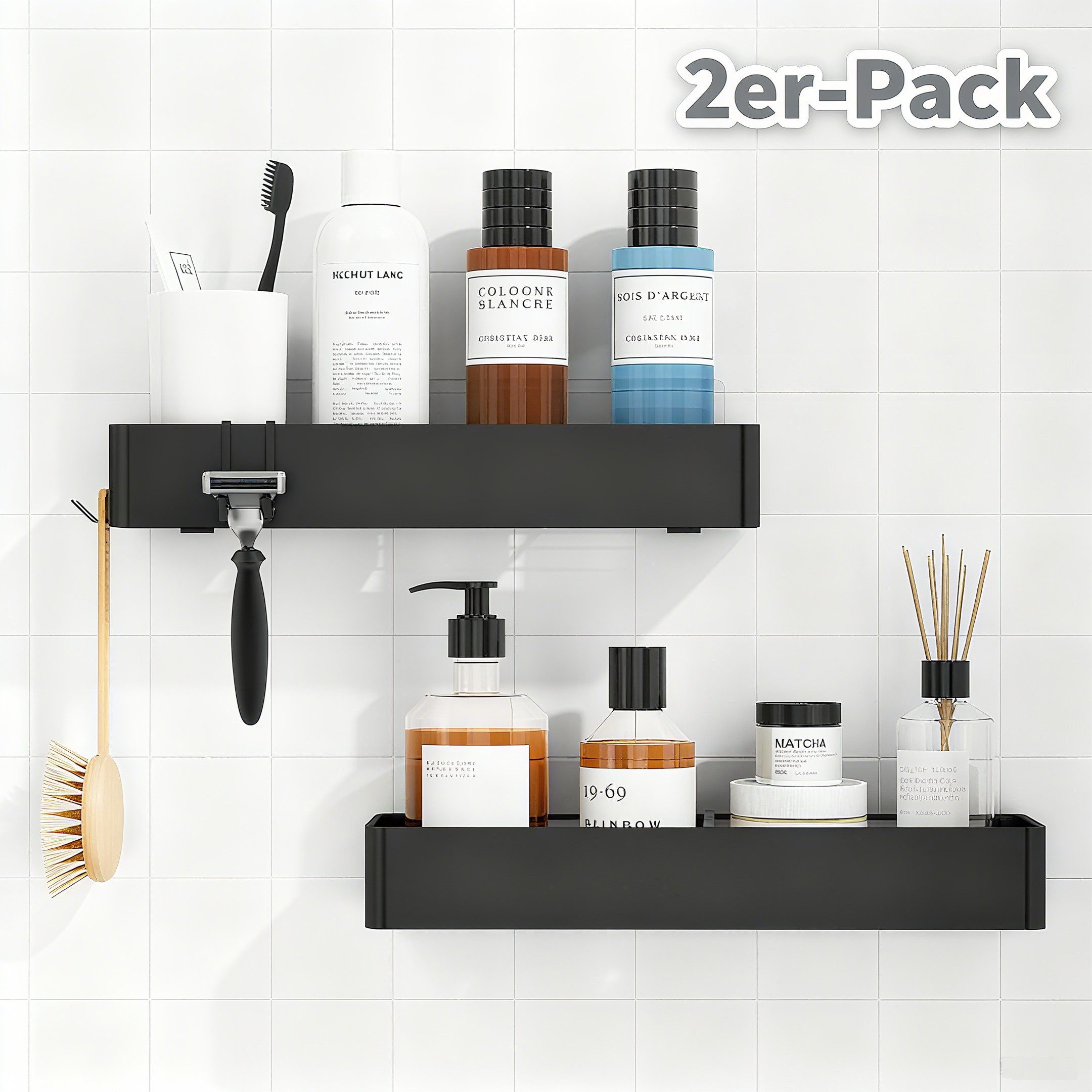 POPOLIC Duschablage 2 Stück rostfreie Badezimmer Organizer,Duschkorb ohne B günstig online kaufen