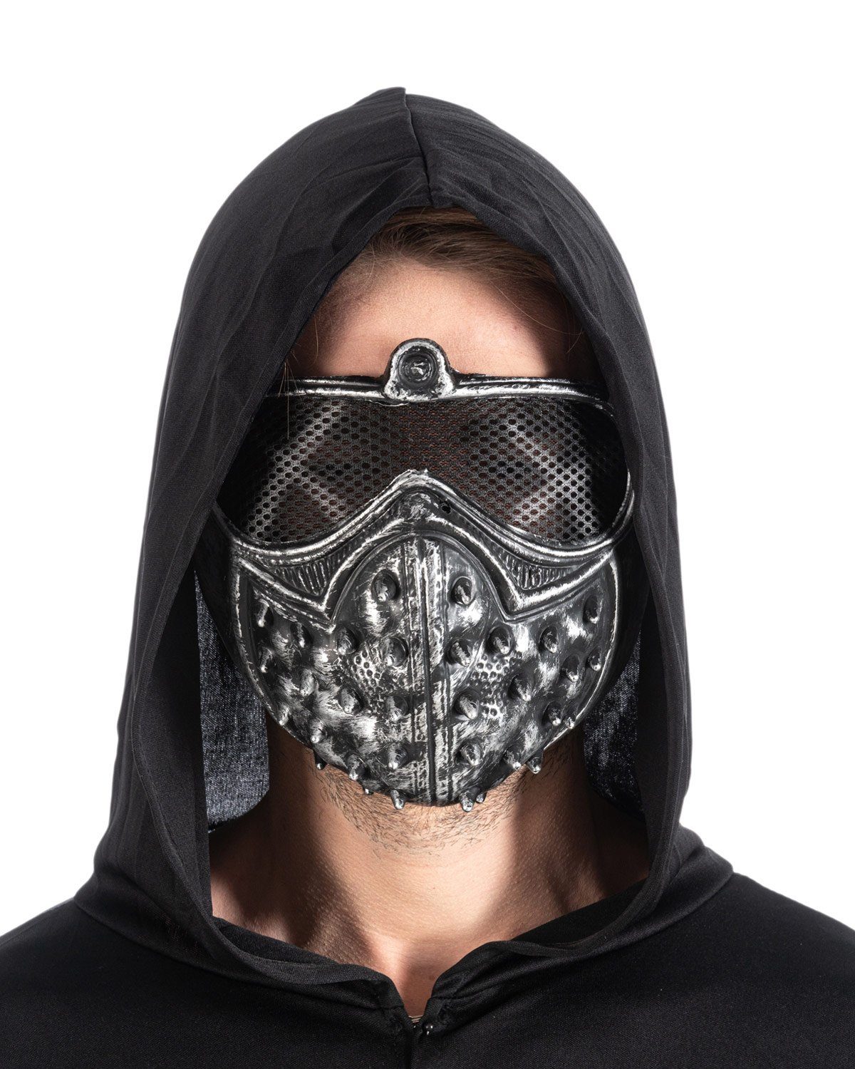 Verkleidungsmaske Steampunk Maske 'Chainsaw' zum Kostüm, Silber Gra
