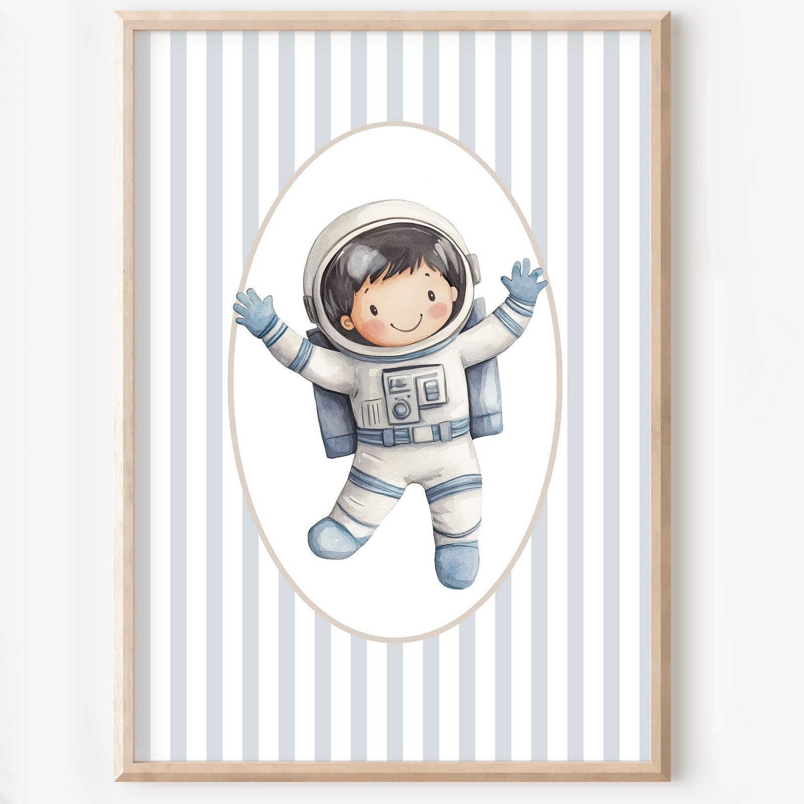 homestyle-accessoires Mehrteilige Bilder Kinderzimmer Bilderwand 8erSet Bilderset Babyzimmer WELTALL RAKETE, Hochformat, Künstlerpapier, ohne Rahmen