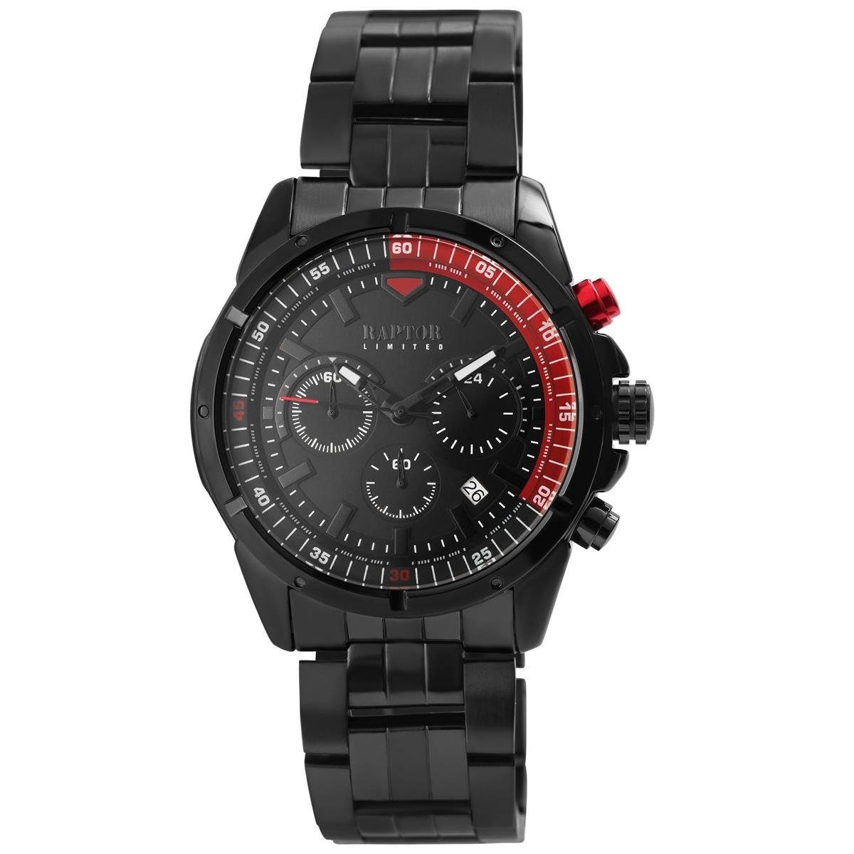 Raptor Chronograph Raptor Herrenarmbanduhr RA20301-002 Edelstahl Ionen schwarz plattiert, (1-tlg)