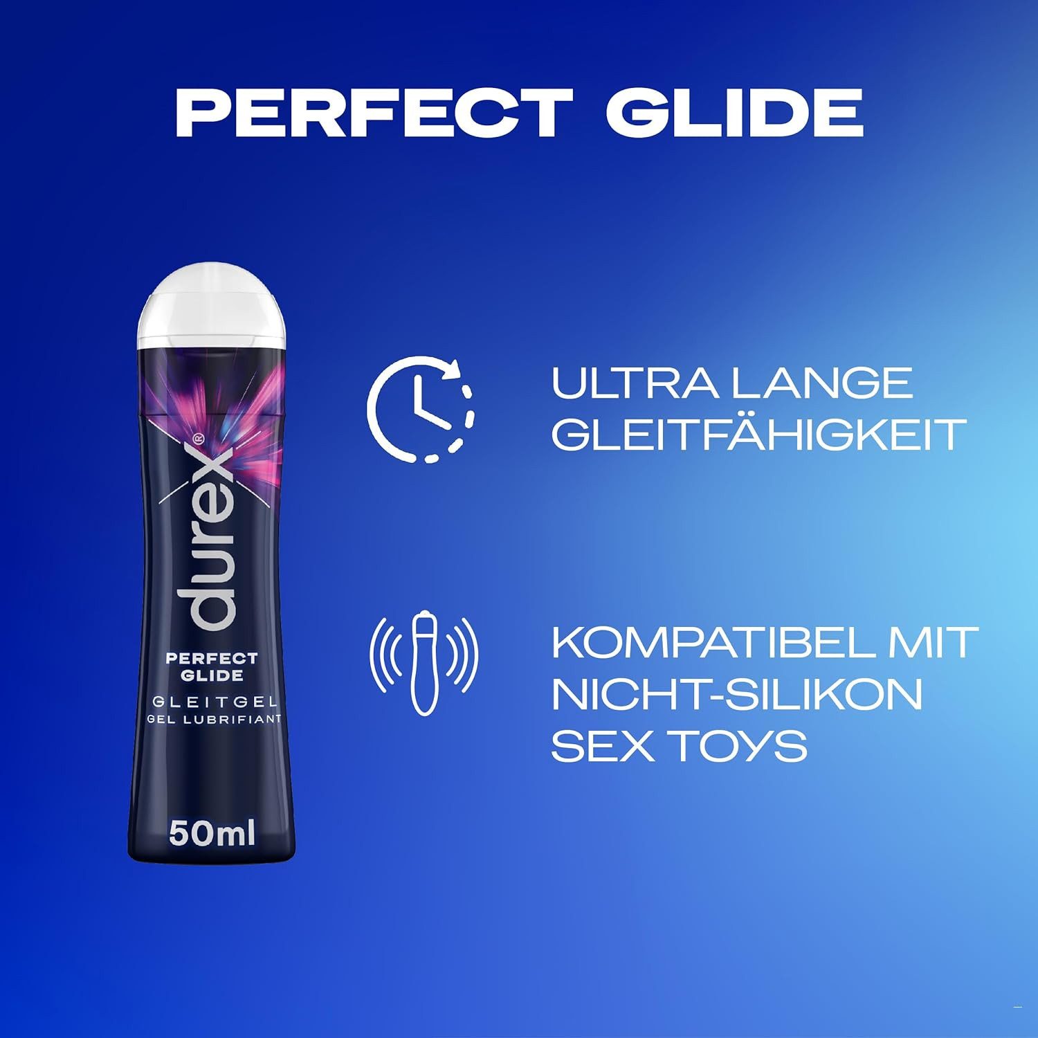 durex Gleitgel Play Perfect Glide & Strawberry & Wärmend & Prickelnd & Play Feel, Ausprobierpaket, 5-tlg., für verschiedenste Erlebnisse (5 x 50ml)