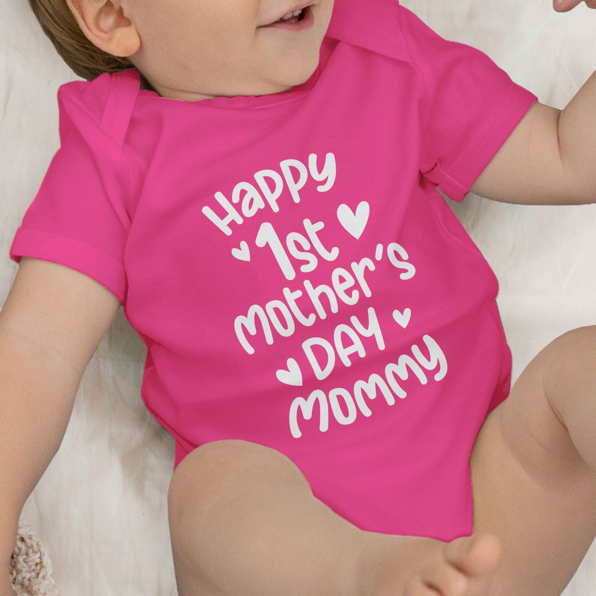 Shirtracer Shirtbody Happy 1st mother's mommy weiß (1-tlg) 3 Fuchsia Muttertagsgeschenk day