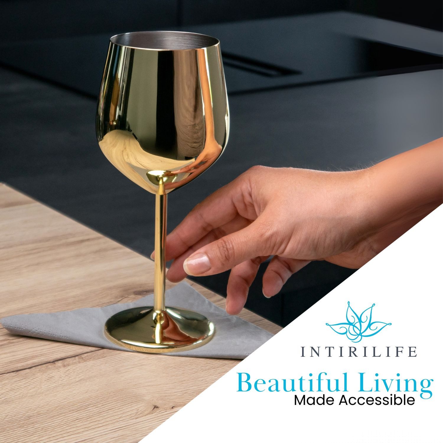 Intirilife Weißweinglas, 2-tlg., Edelstahl, Wein Glas Set unzerbrechlich Weißwein Rotwein Gläser (2-tlg)