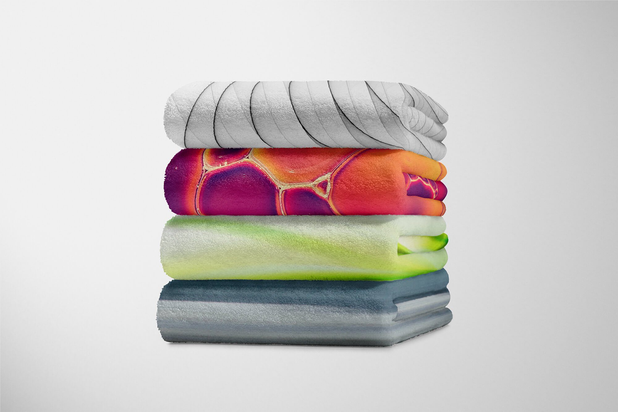 Wellen Strandhandtuch Energie, Art mit Baumwolle-Polyester-Mix Fotomotiv grüne Handtücher Sinus Handtuch (1-St), Saunatuch Kuscheldecke Handtuch