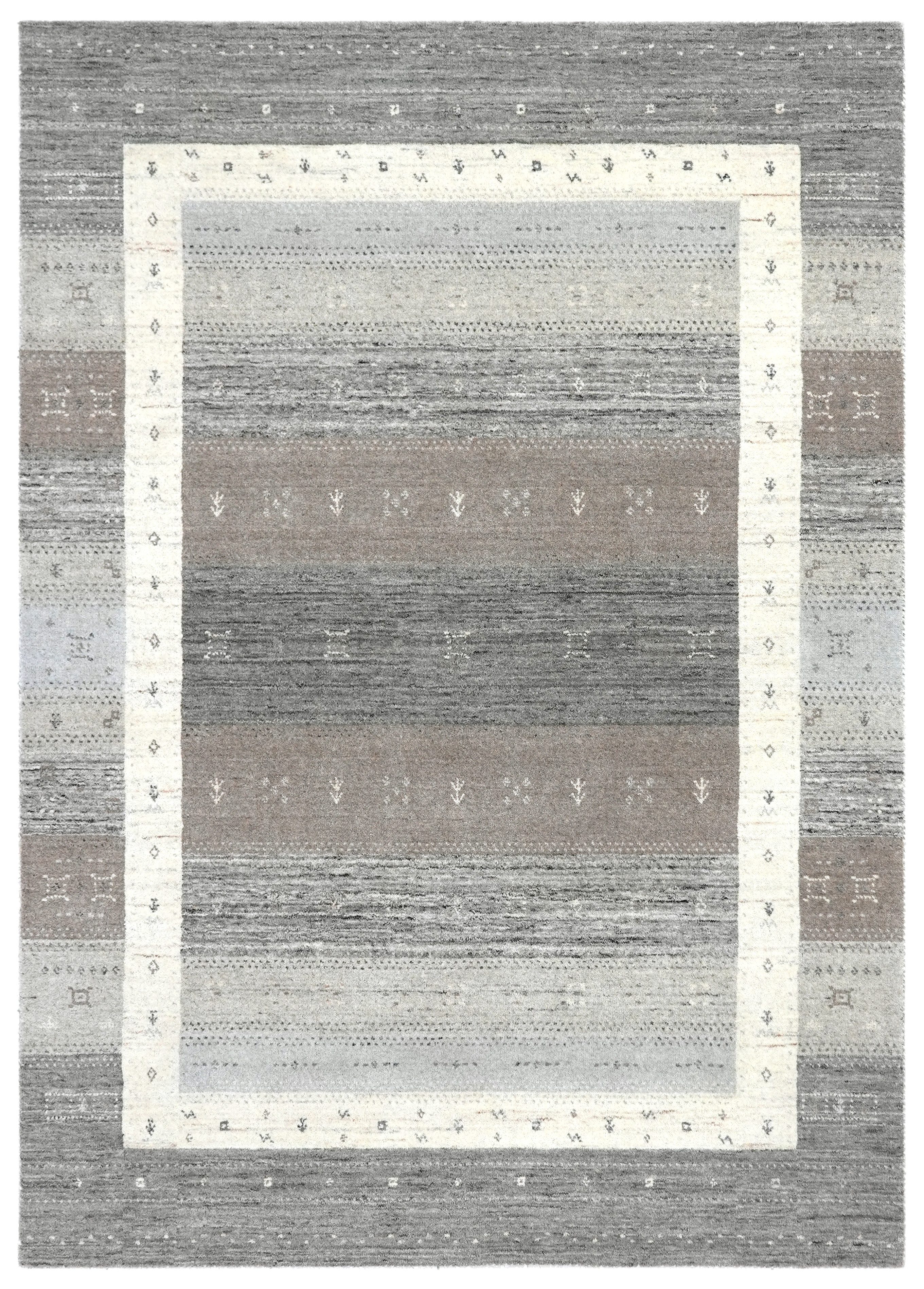 THEKO Wollteppich Memu ZO-7406-24, rechteckig, Höhe: 12 mm, Gabeh Design, reine Wolle, besonders flach, handgewebt, warme Farben