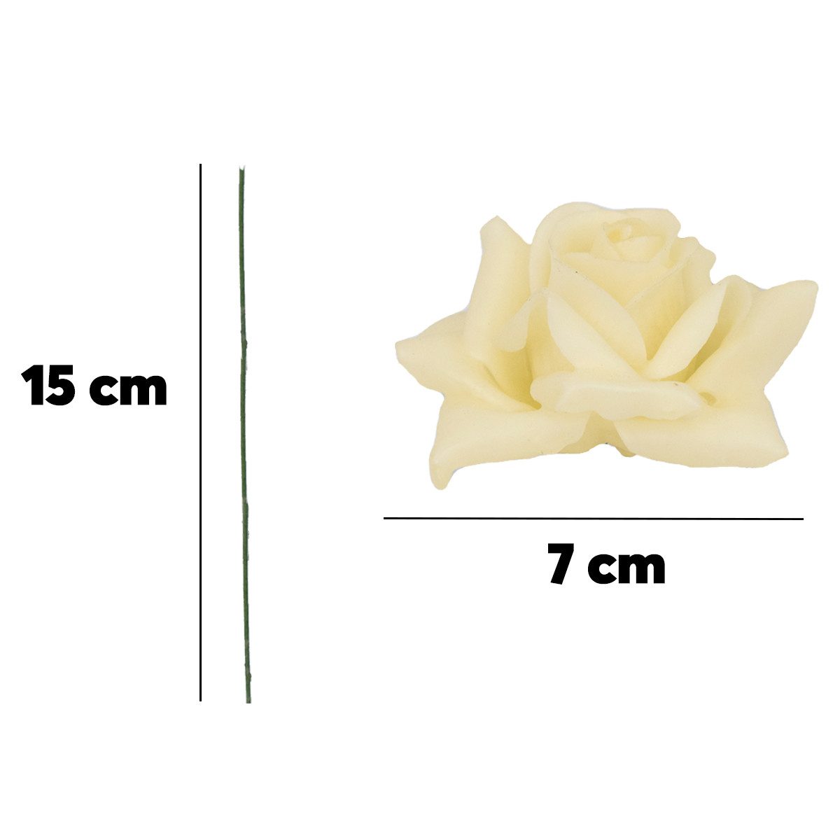 Kunstblume Wachsrosen mit Stiel als Kunstrosen Rosen-Blüten in creme-weiß R günstig online kaufen