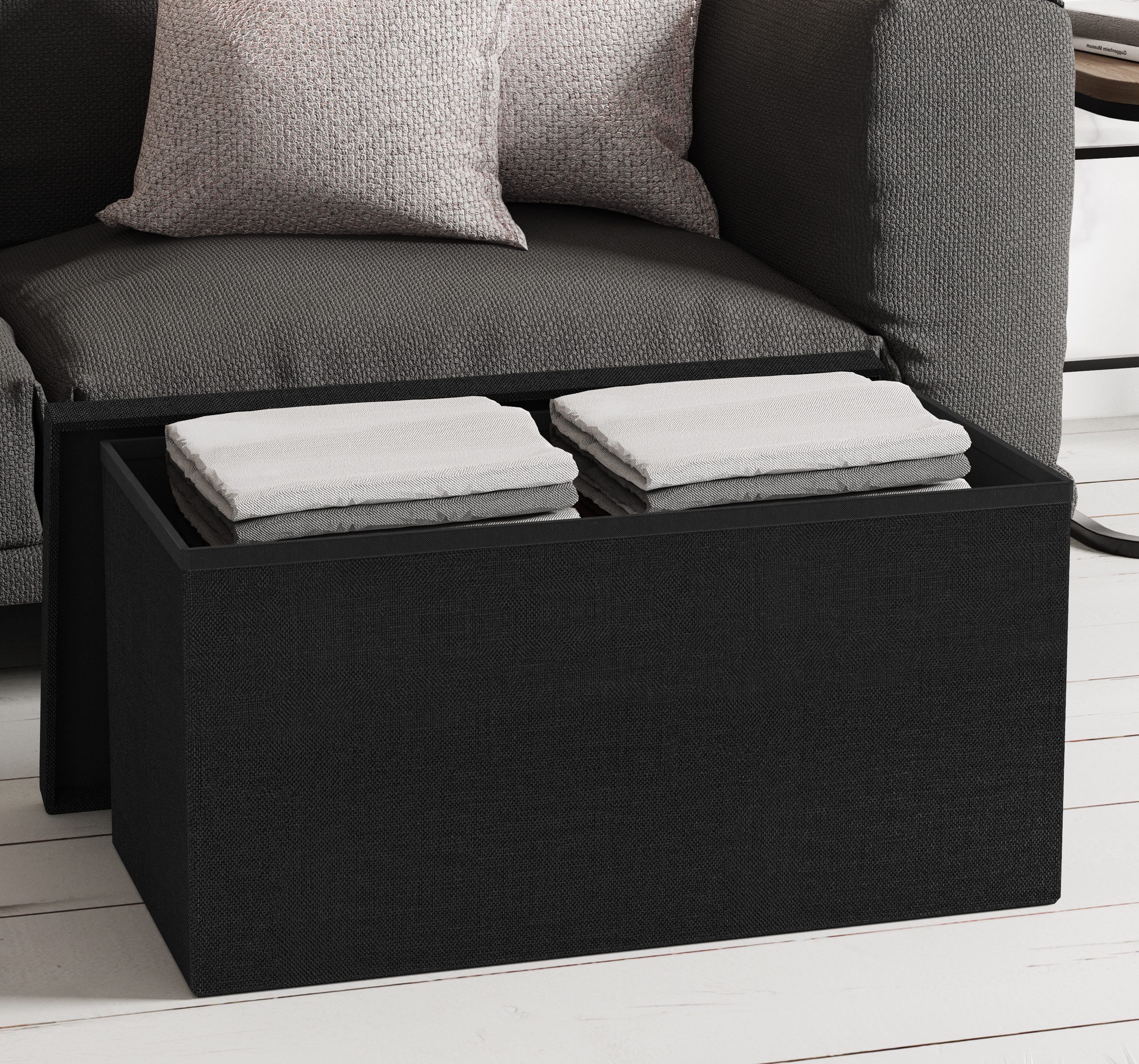 VCM Schuhbank Boxas B. 76 x T. 38 x H. 38 cm, Stoff-Sitztruhe, Kiste für flexiblen Einsatz in allen Wohnräumen – Bild 4 von 5