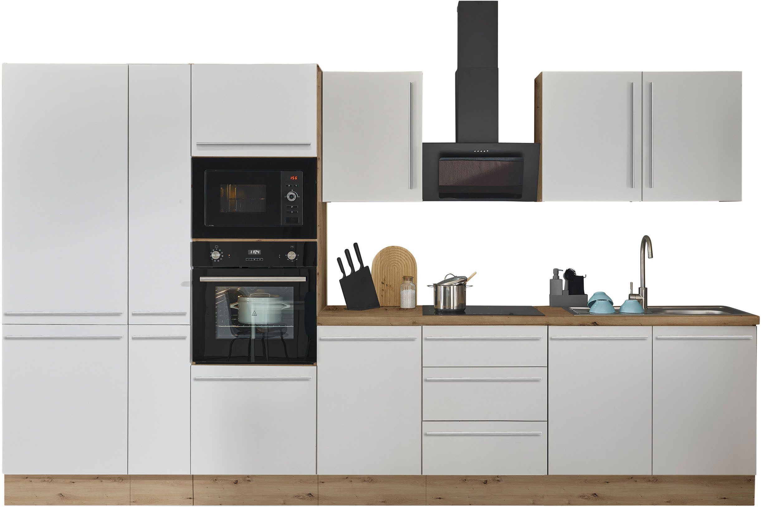 KOCHSTATION Küchenzeile Florida, Breite 360 cm, wahlweise mit E-Geräten,Softclose für Türen/Schubkästen