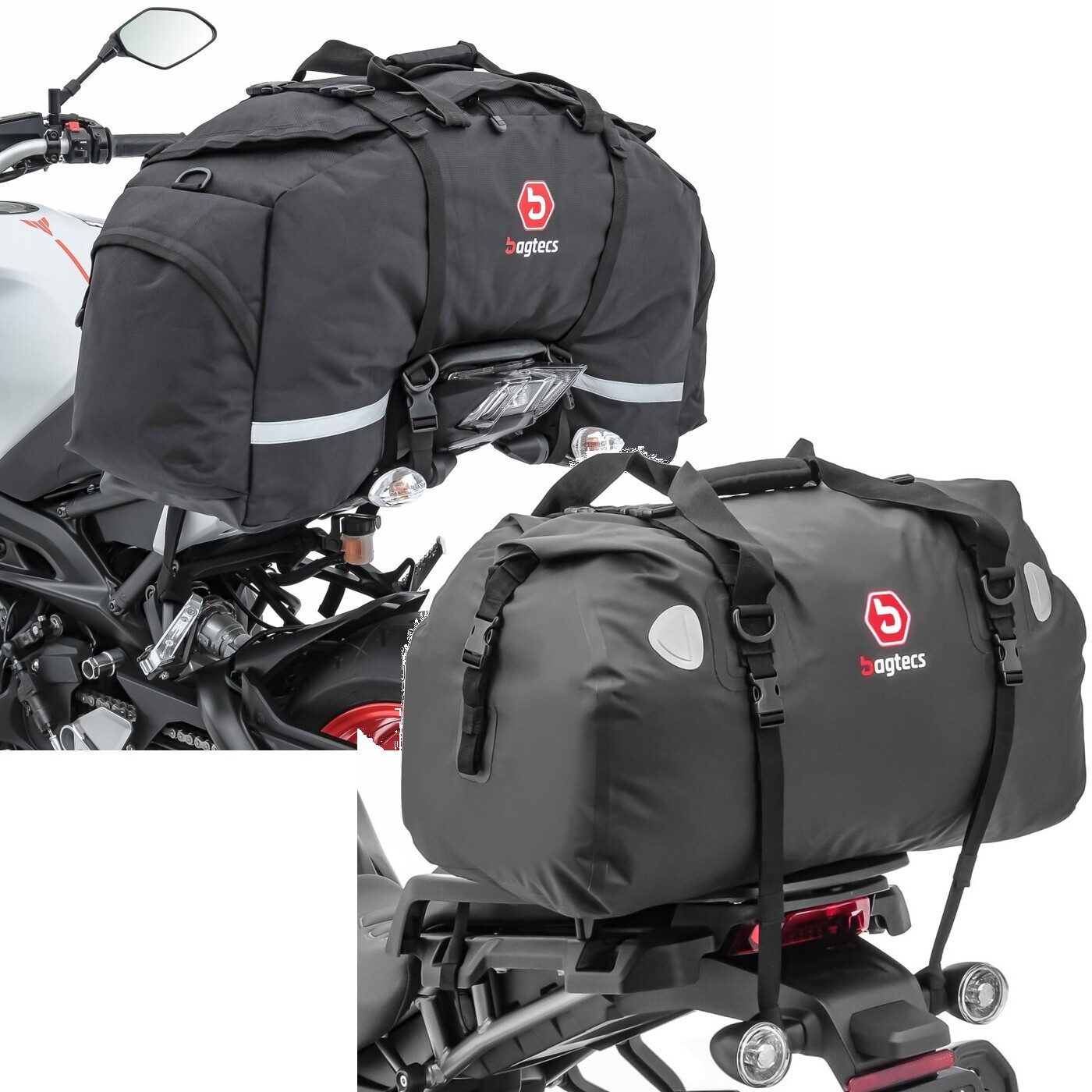 Bagtecs Reisetasche Set: Hecktasche Motorrad SX80 Soziustasche sw 70Ltr # mit Motorrad Hec
