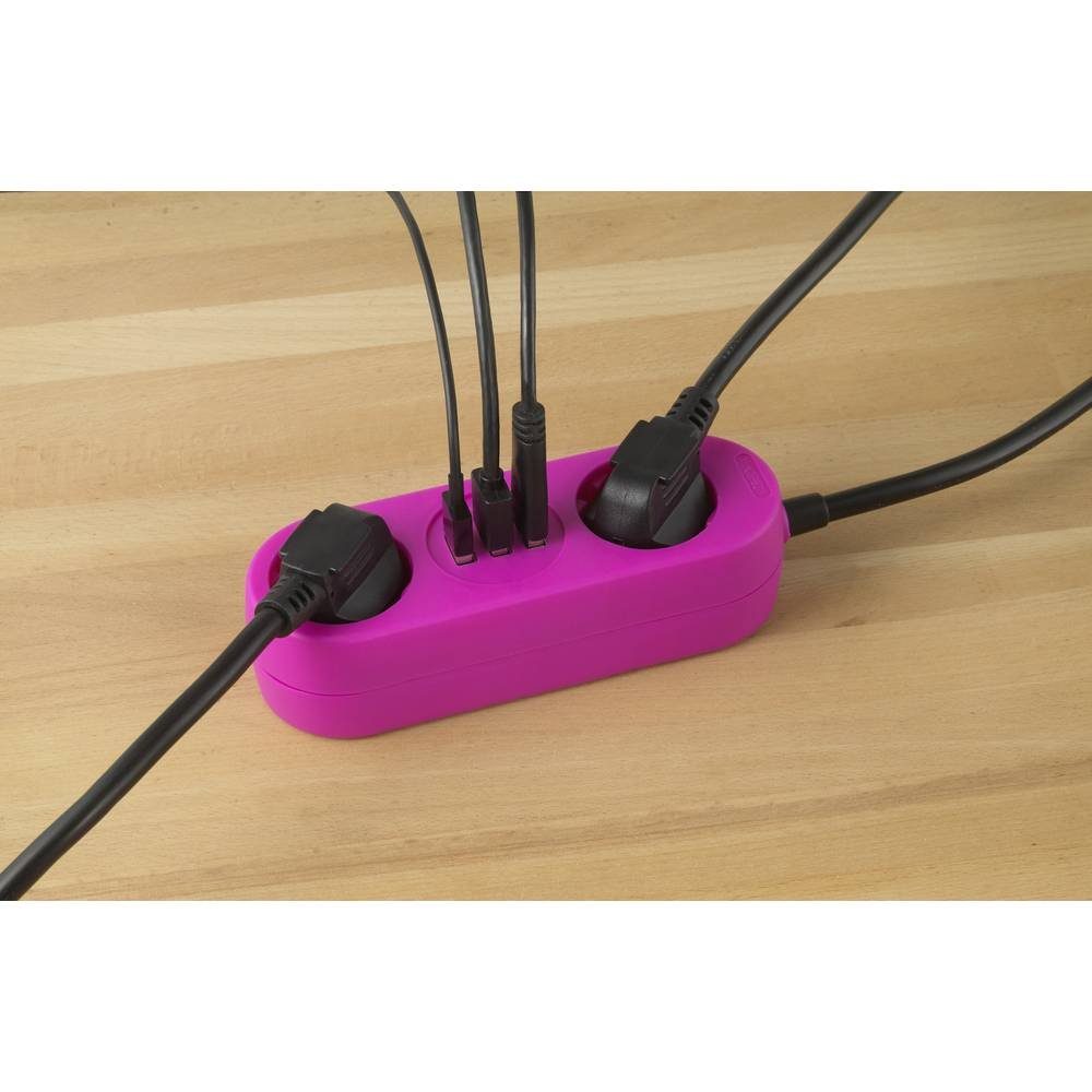 USB-A, rosa USB-Ladeausgang cemon Steckdosenleiste, 3x mit 2-fach-Steckdosenleiste mit