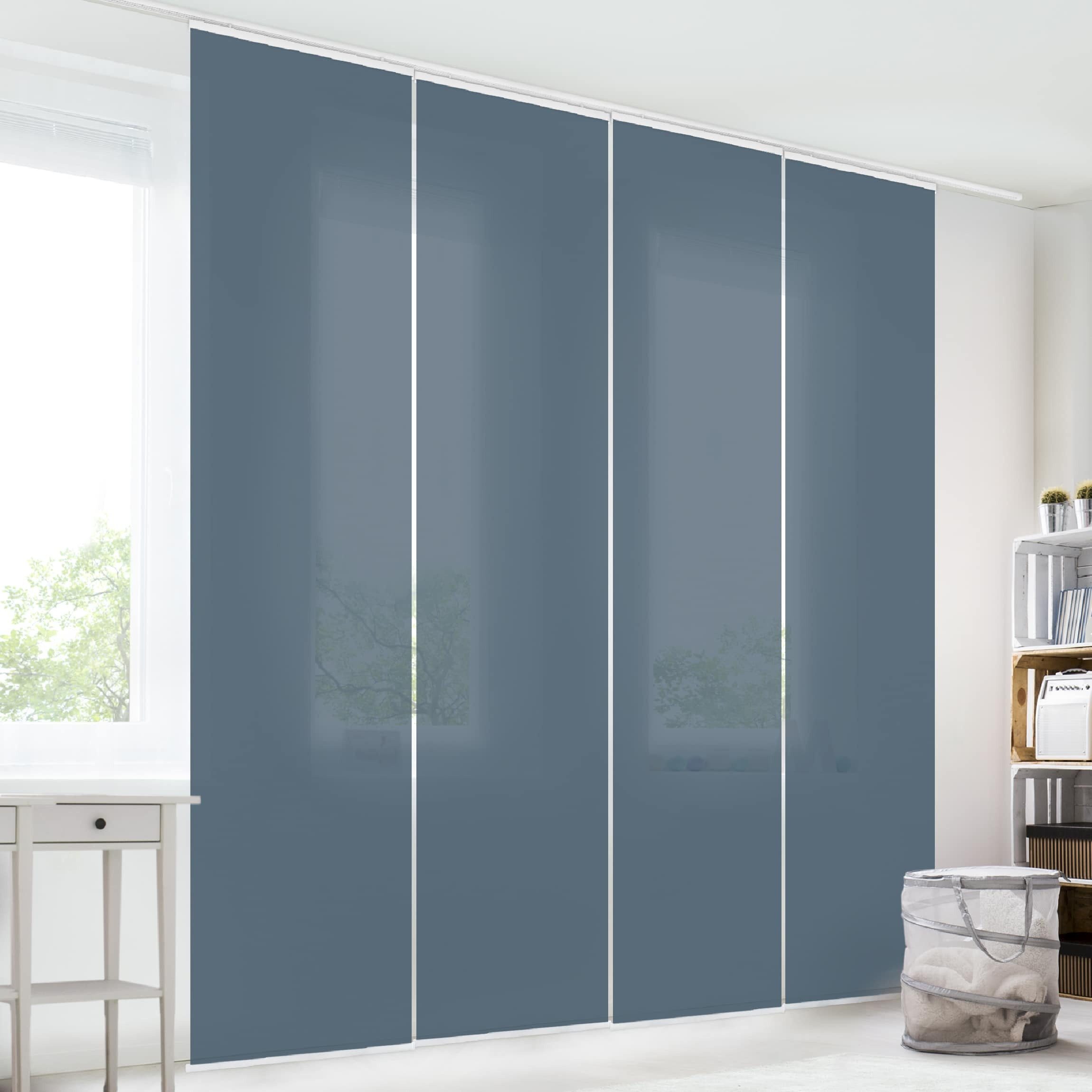 Bilderdepot24 Schiebegardine modern Flächenvorhang blickdicht Schieferblau, günstig online kaufen