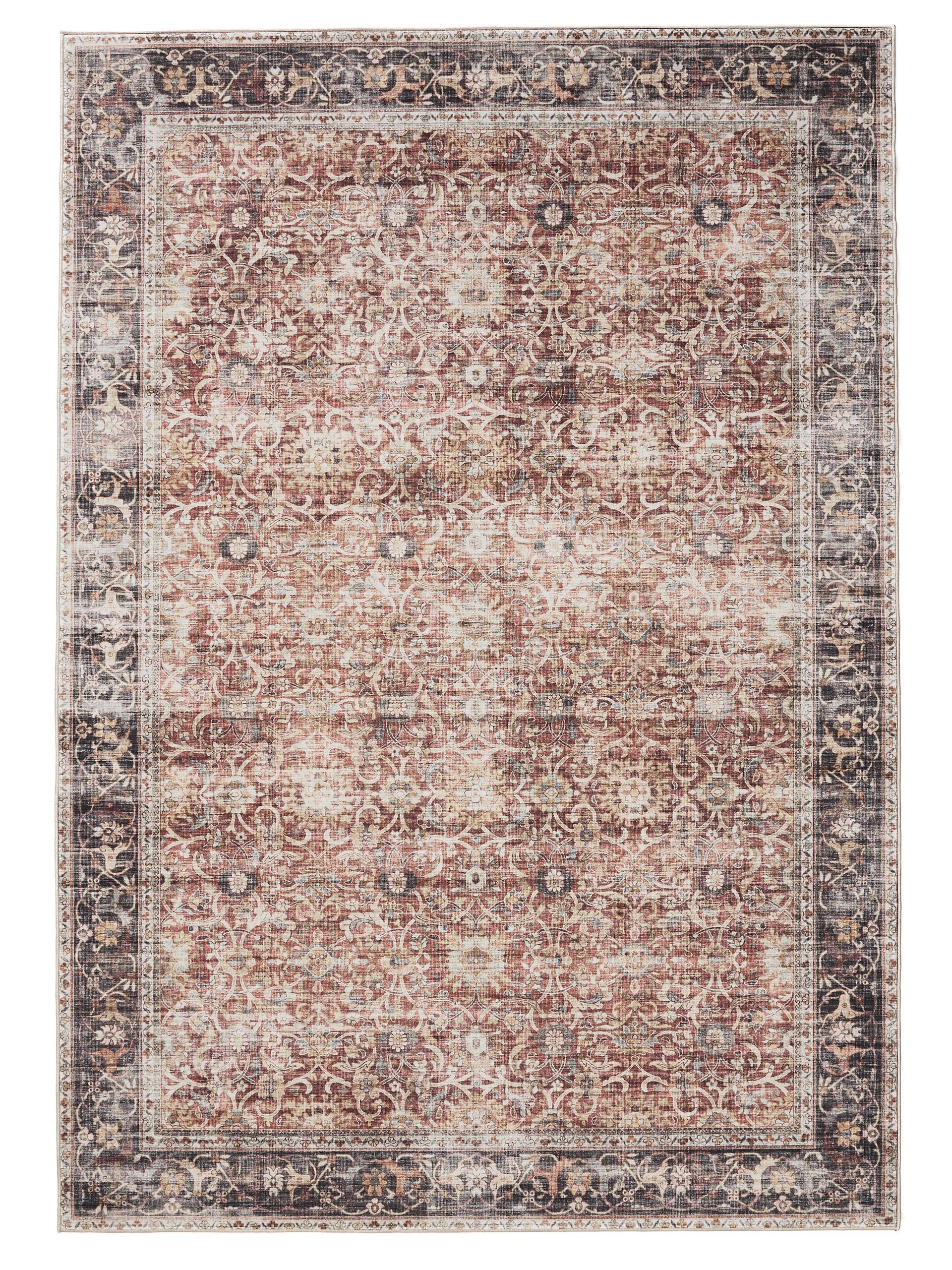 Interiyou Teppich Gent, Rechteckig, Höhe: 5 mm, Vintage Kurzflor für Wohnzimmer, Schlafzimmer, waschbar, pflegeleicht