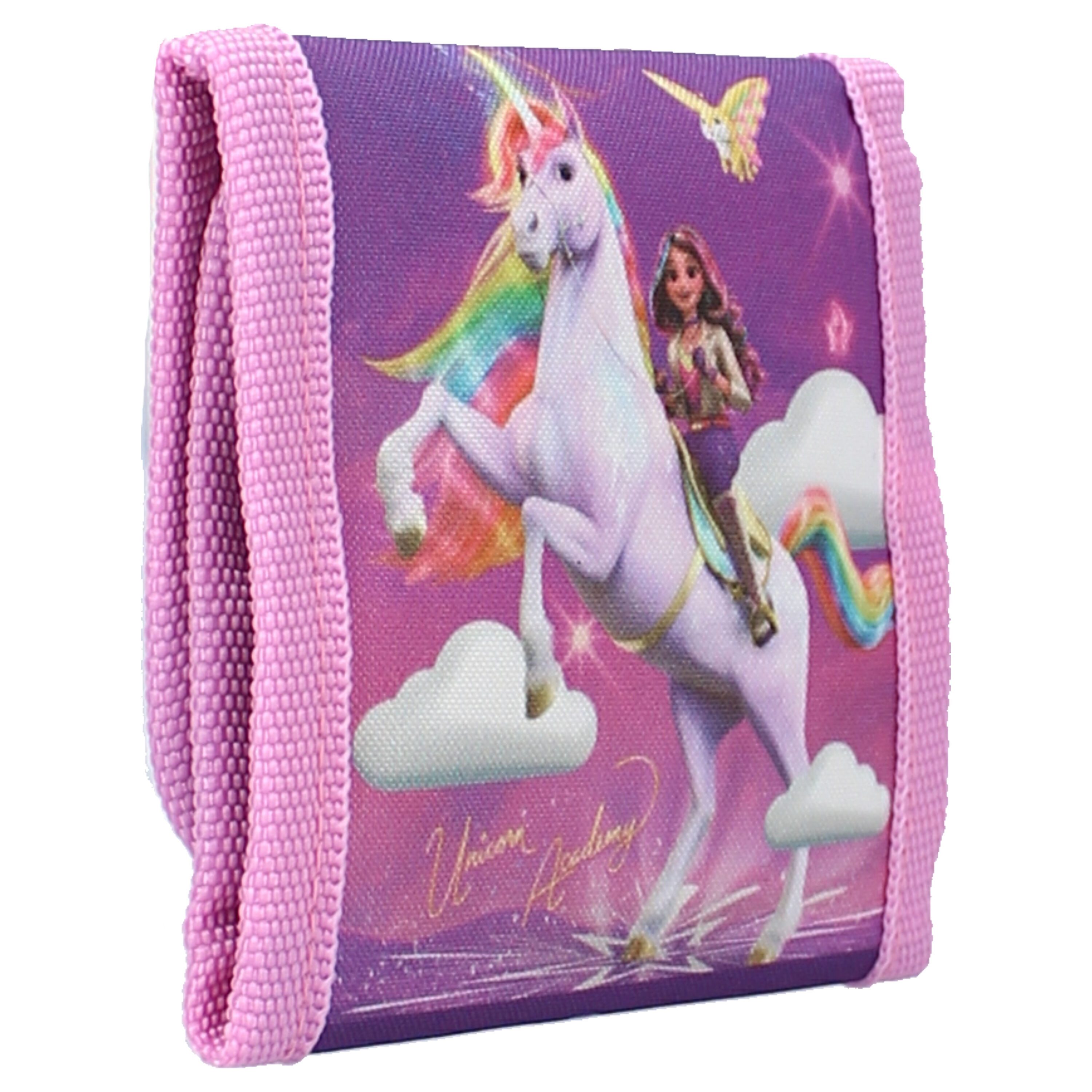 Vadobag Geldbörse Unicorn Academy Portemonnaie Kinder – Lila mit Klettverschluss