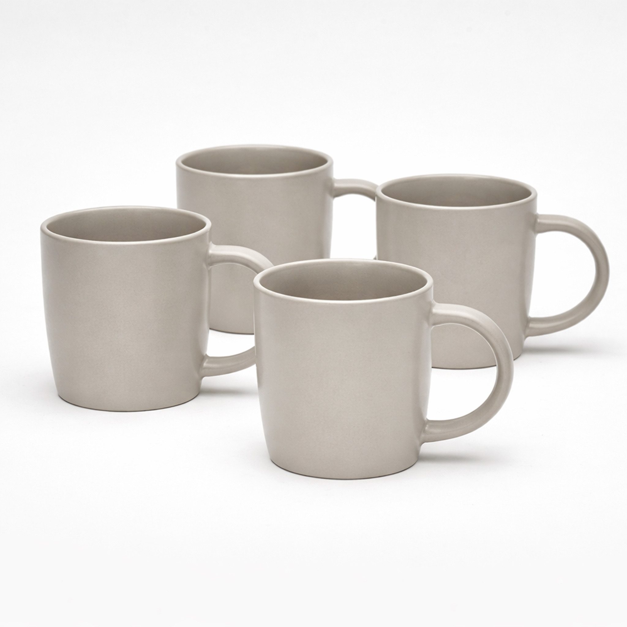 van Well Becher Kaffeebecher 380 ml Grigio, 4 Stück, 4-tlg., Steingut, spülmaschinen- und mikrowellengeeignet
